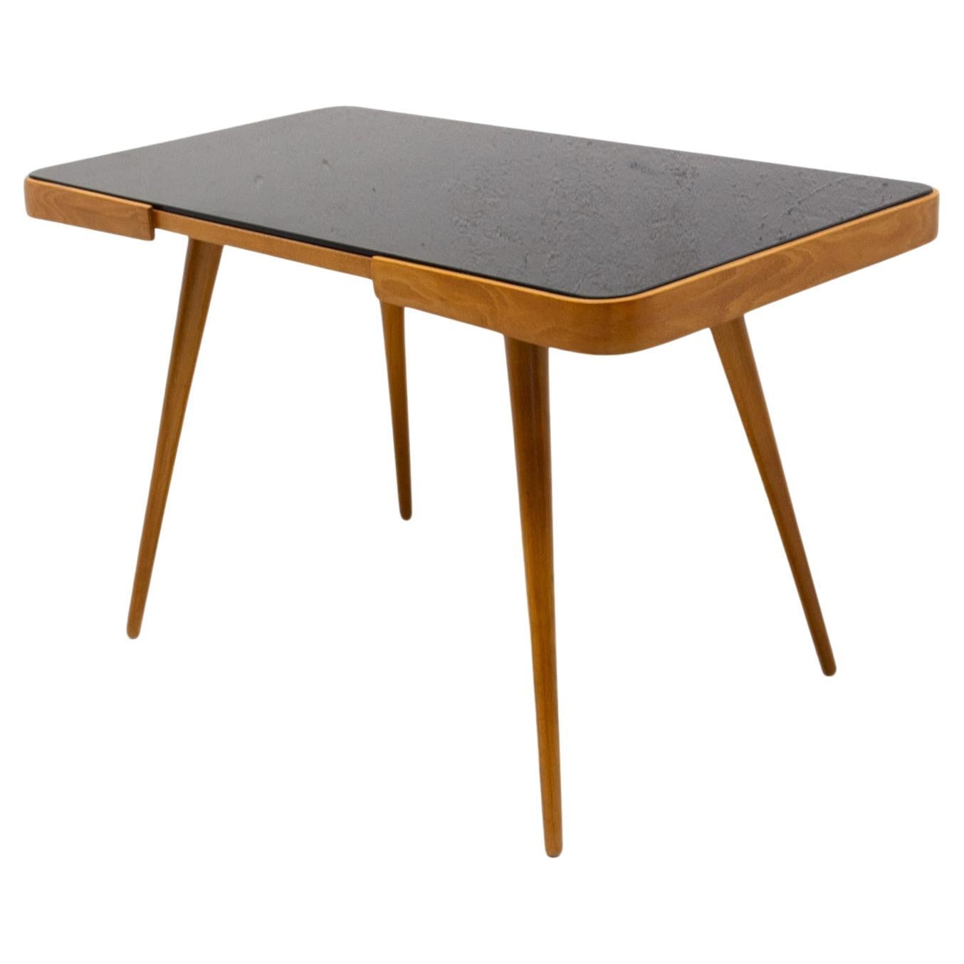 Table basse en verre opaxite du milieu du siècle, années 1960, Tchécoslovaquie