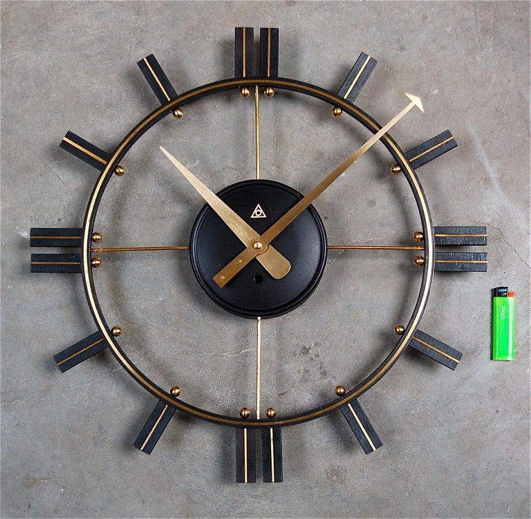 Midcentury Open Face Wall Clock, 1950s Germany at 1stDibs