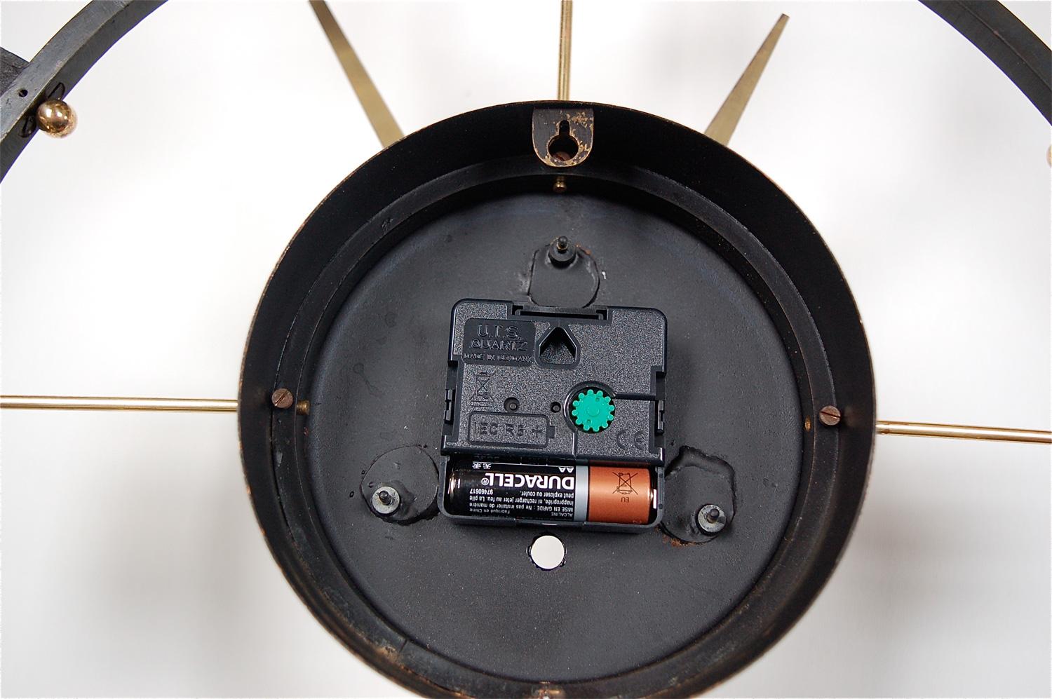 Lacquered Midcentury Open Face Wall Clock, 1950s Germany
