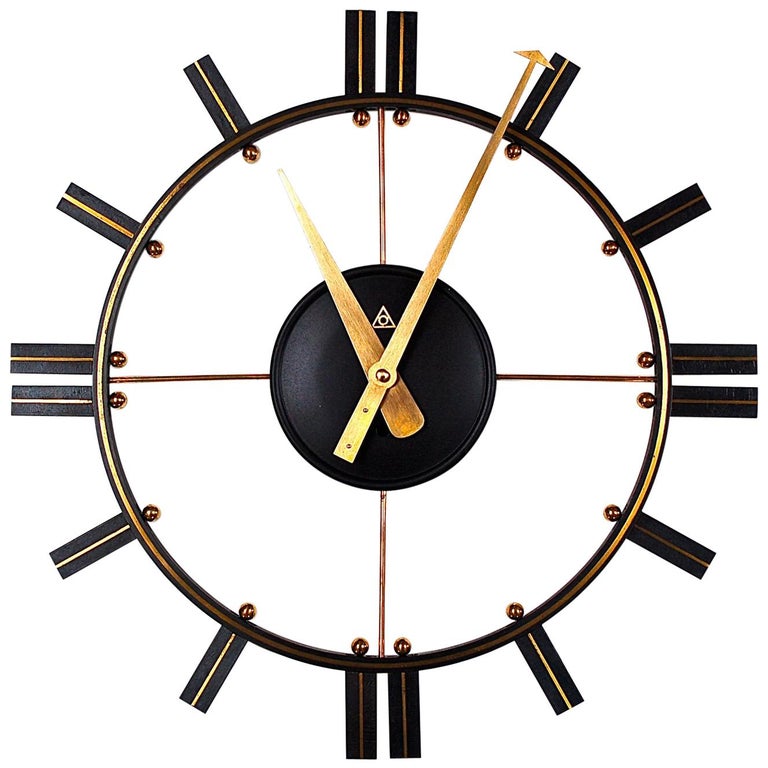 Midcentury Open Face Wall Clock, 1950s Germany at 1stDibs
