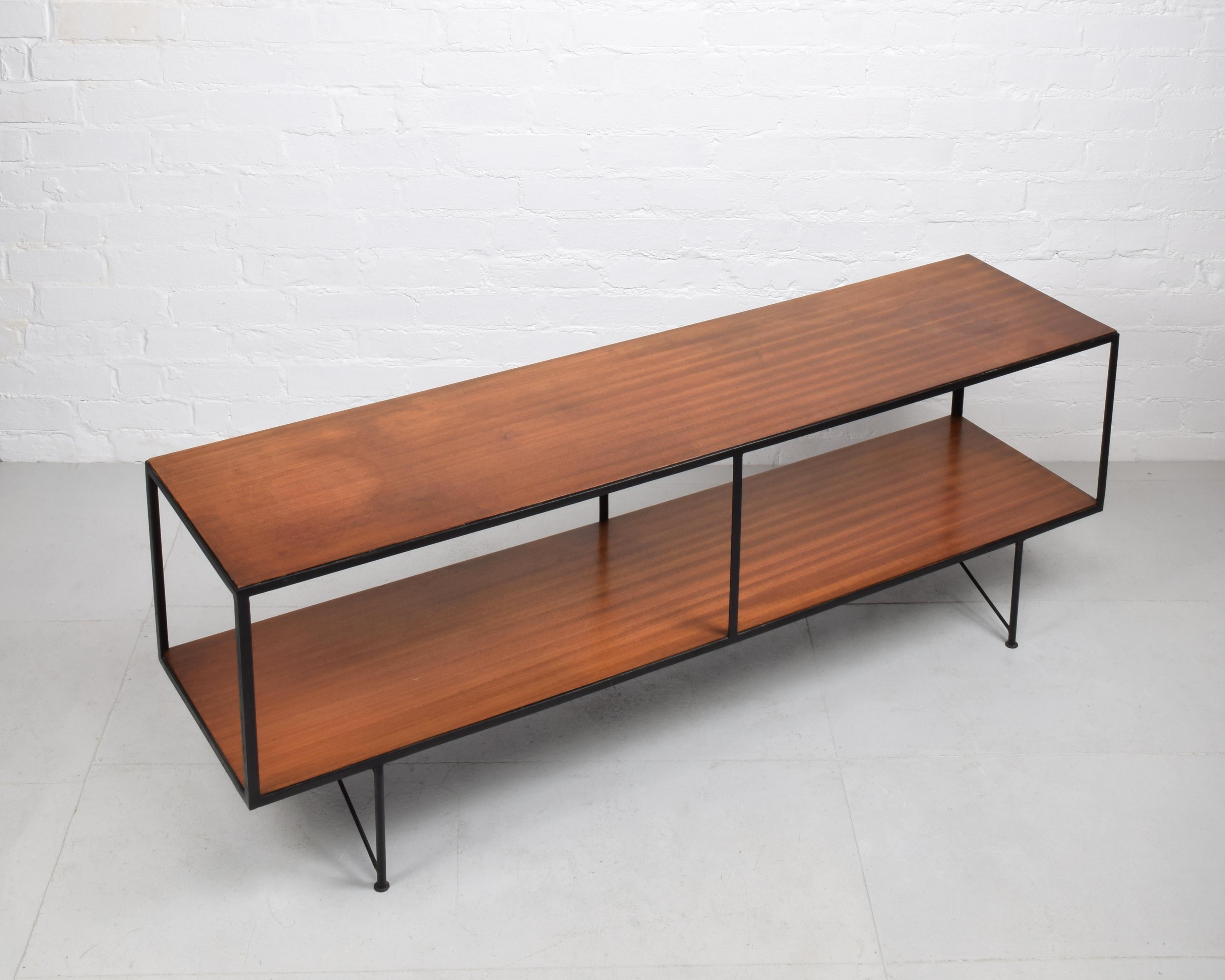 Metal Mid-century open Sideboard, shelving bookcase hi-fi 1950s robin day conran style