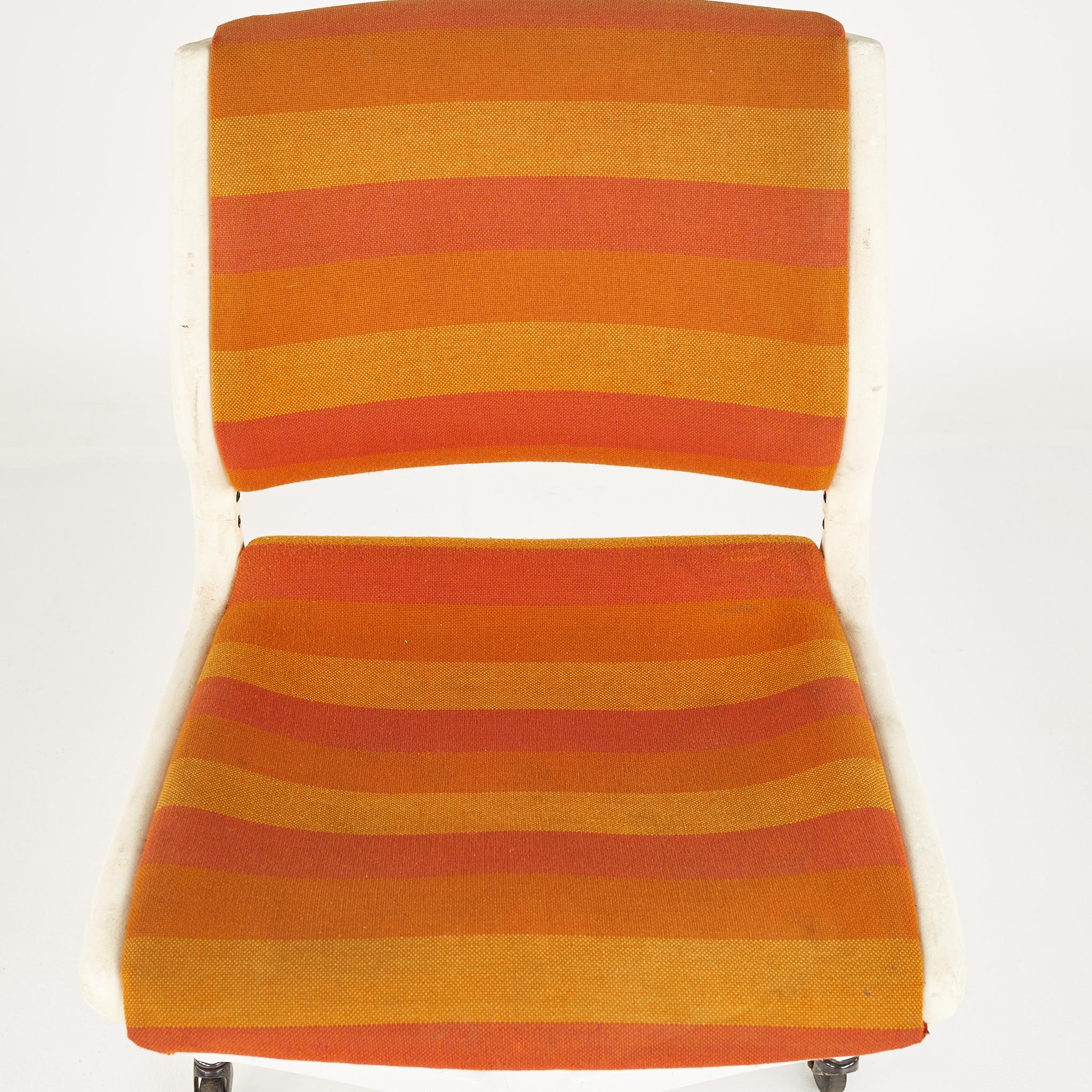 Metal Mid Century Orange and White Desk Chair