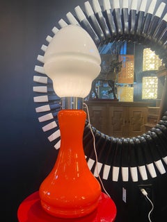 Midcentury Orange and White Glass Duel Light Lamp