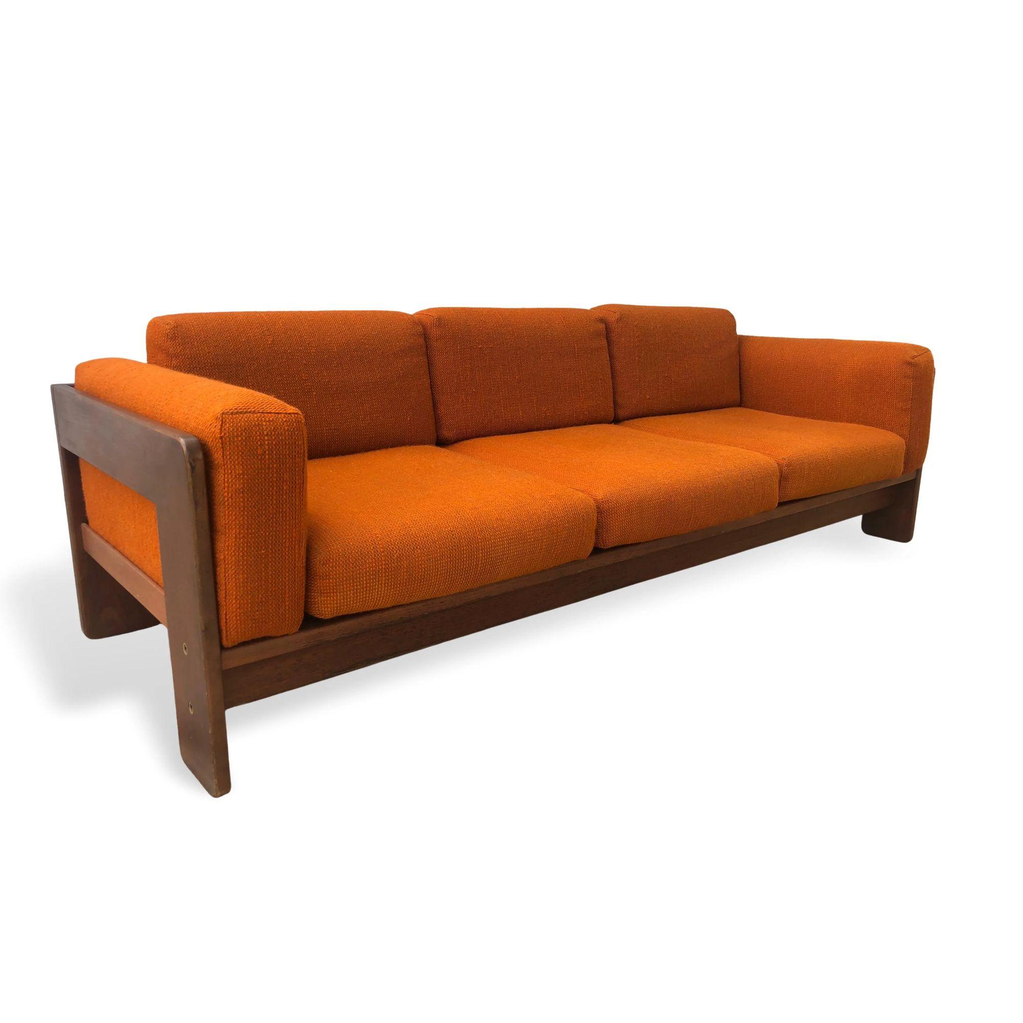 American Midcentury Orange Bastiano Sofa by Tobia Scarpa for Knoll