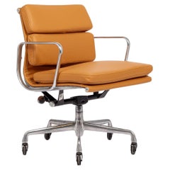 Mid Century Orange Brown Leather Office Chair by Eames for Herman Miller 2000s