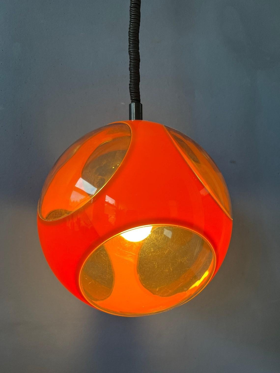 20th Century Mid Century Orange 'Bug Eye' Massive Pendant Lamp by Luigi Colani, 1970s For Sale