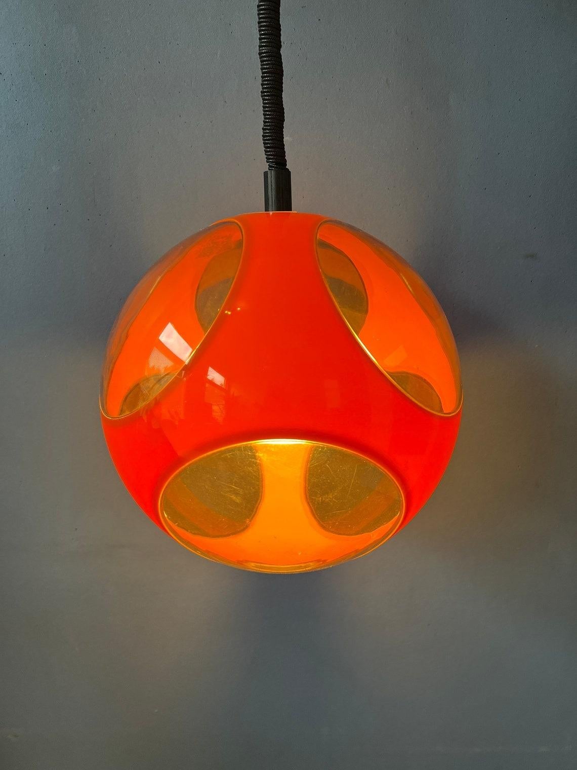 Metal Mid Century Orange 'Bug Eye' Massive Pendant Lamp by Luigi Colani, 1970s For Sale