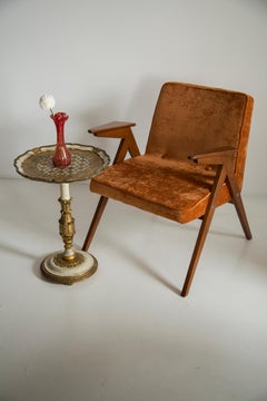 Midcentury Orange Bunny Armchair, by Jozef Chierowski, Poland, 1960s