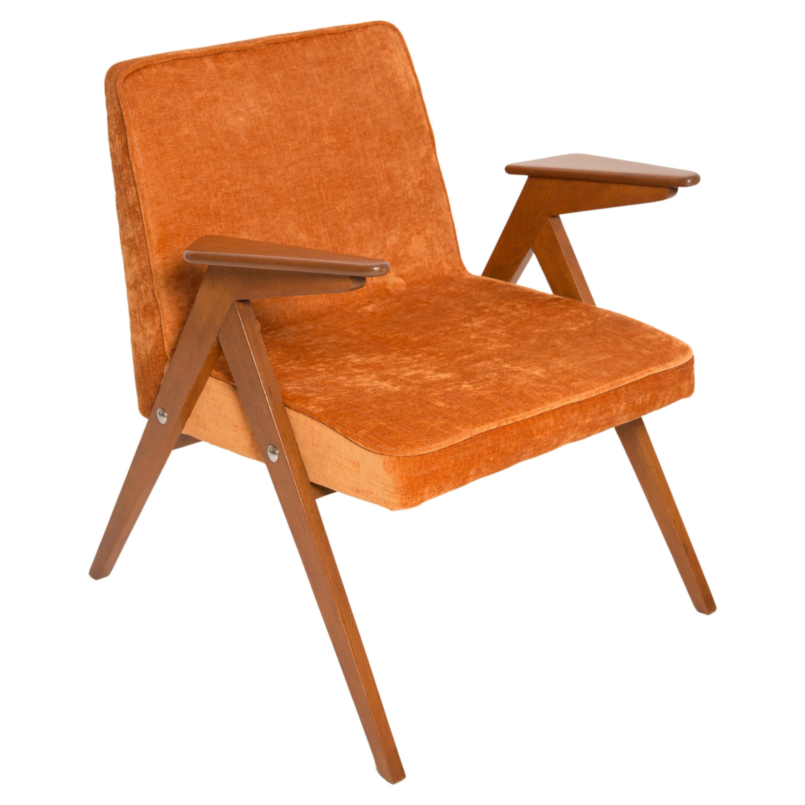 Midcentury Orange Bunny Armchair, by Jozef Chierowski, Poland, 1960s