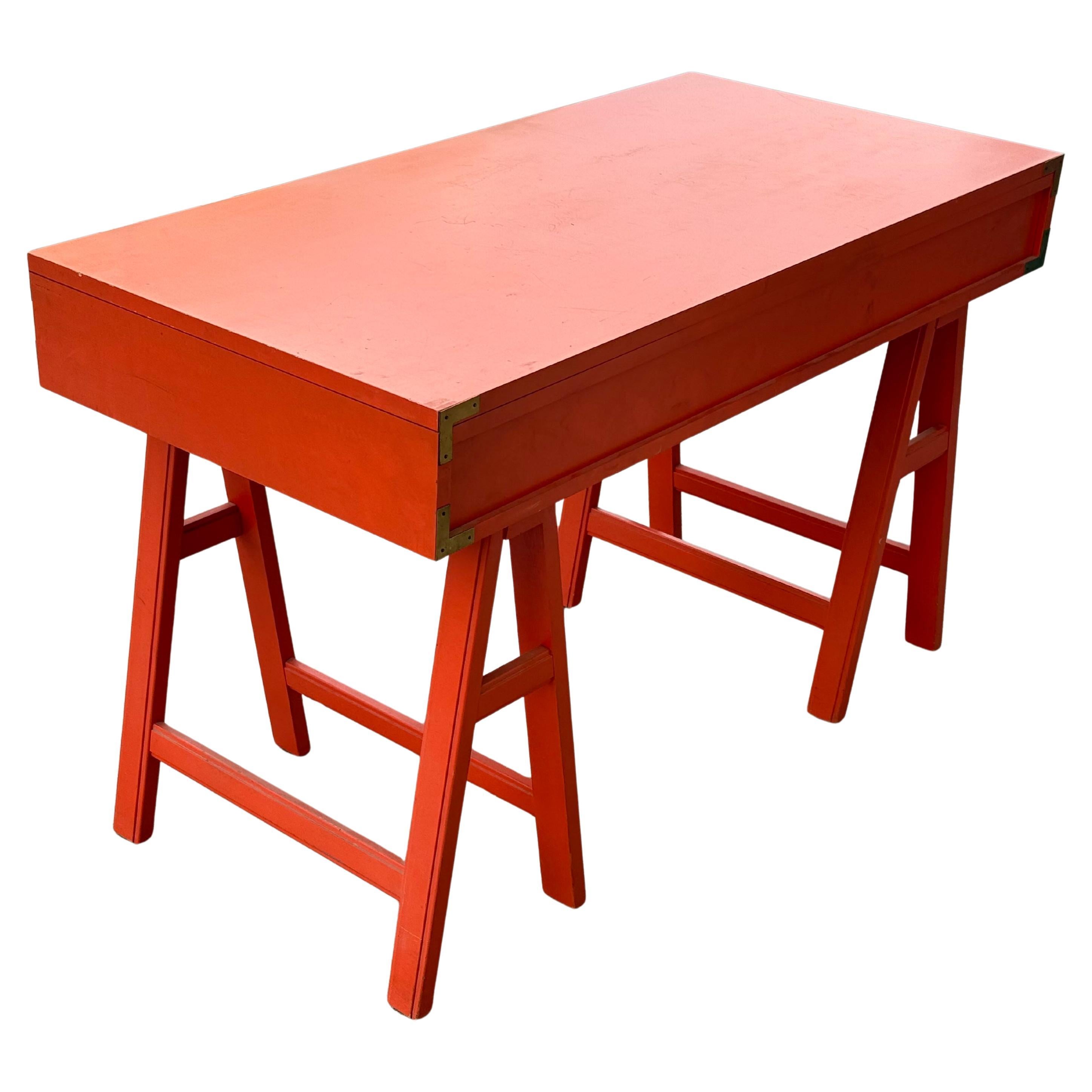 Mid-Century Orange Campaign Desk, Circa 1960s For Sale 4