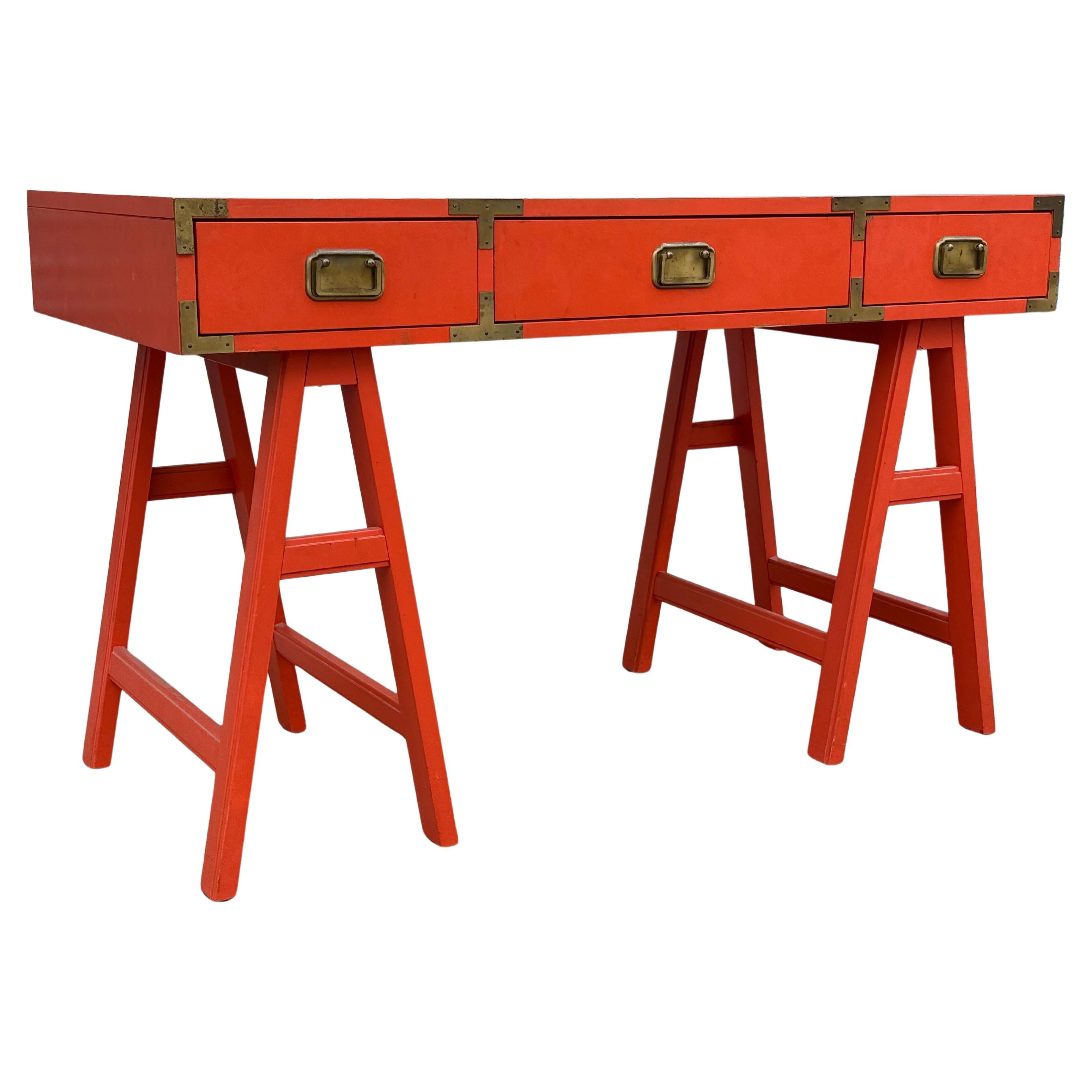 Mid-Century Modern Mid-Century Orange Campaign Desk, Circa 1960s For Sale