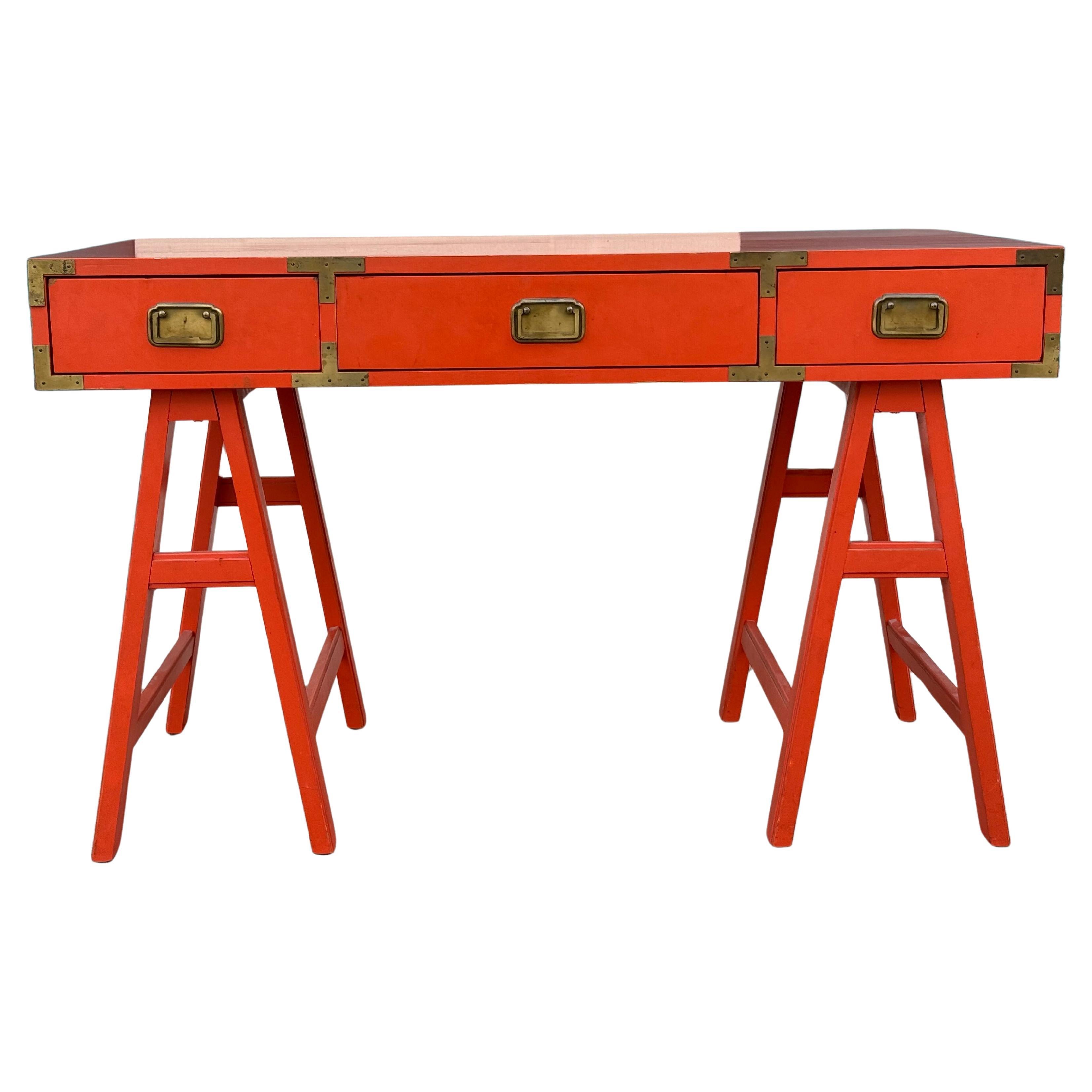 Mid-Century Orange Campaign Desk, Circa 1960s In Good Condition For Sale In Los Angeles, CA