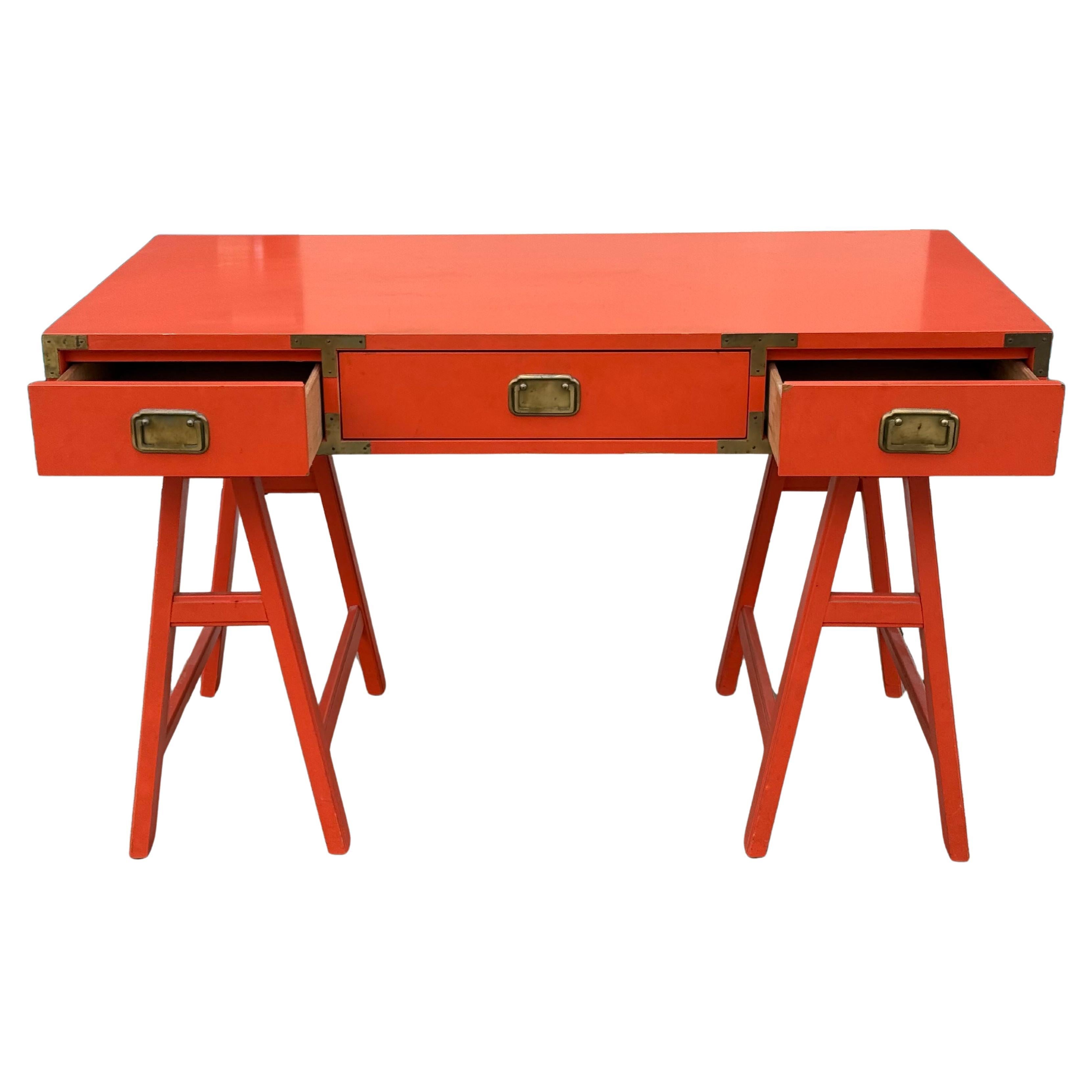Mid-20th Century Mid-Century Orange Campaign Desk, Circa 1960s For Sale