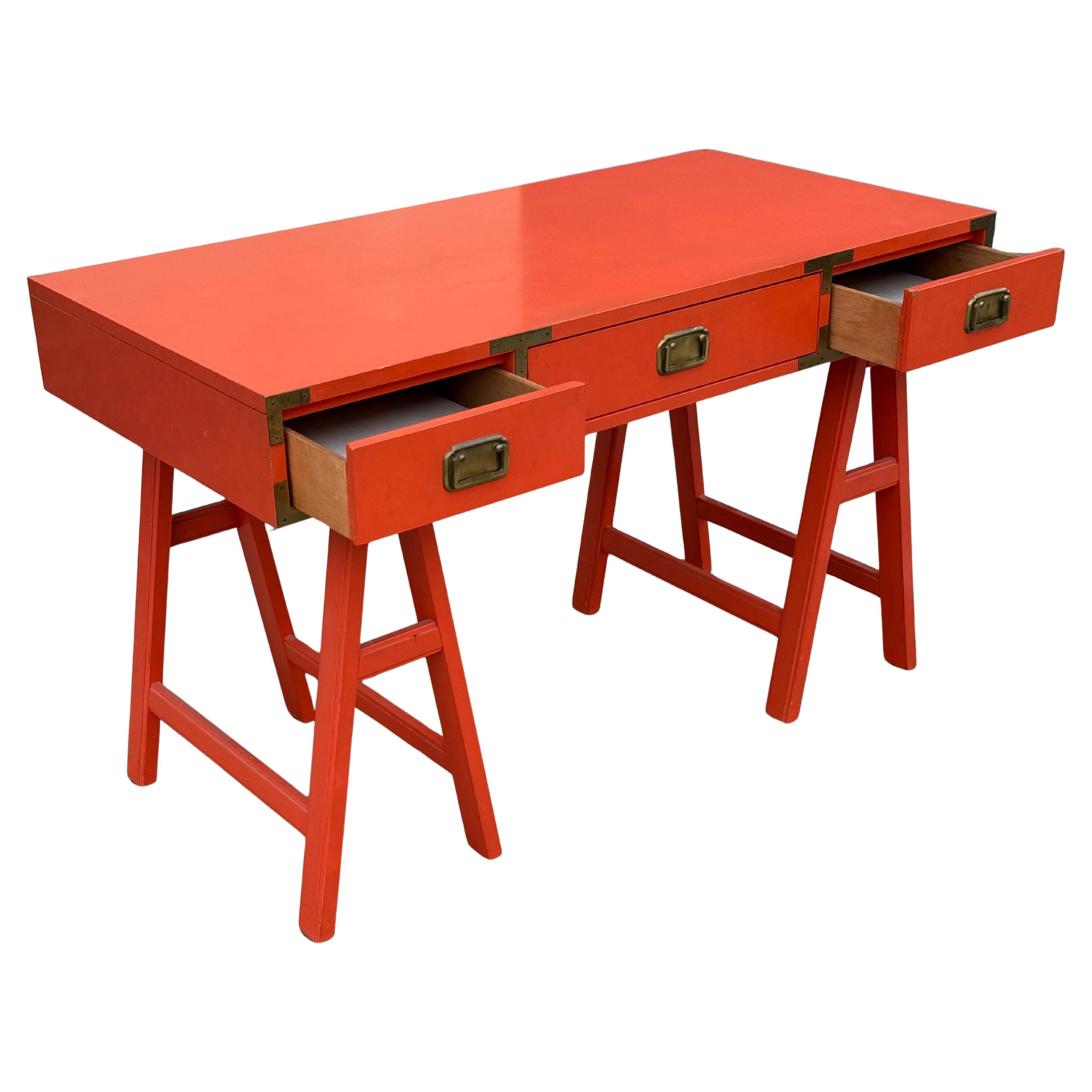 Mid-Century Orange Campaign Desk, Circa 1960s For Sale 1