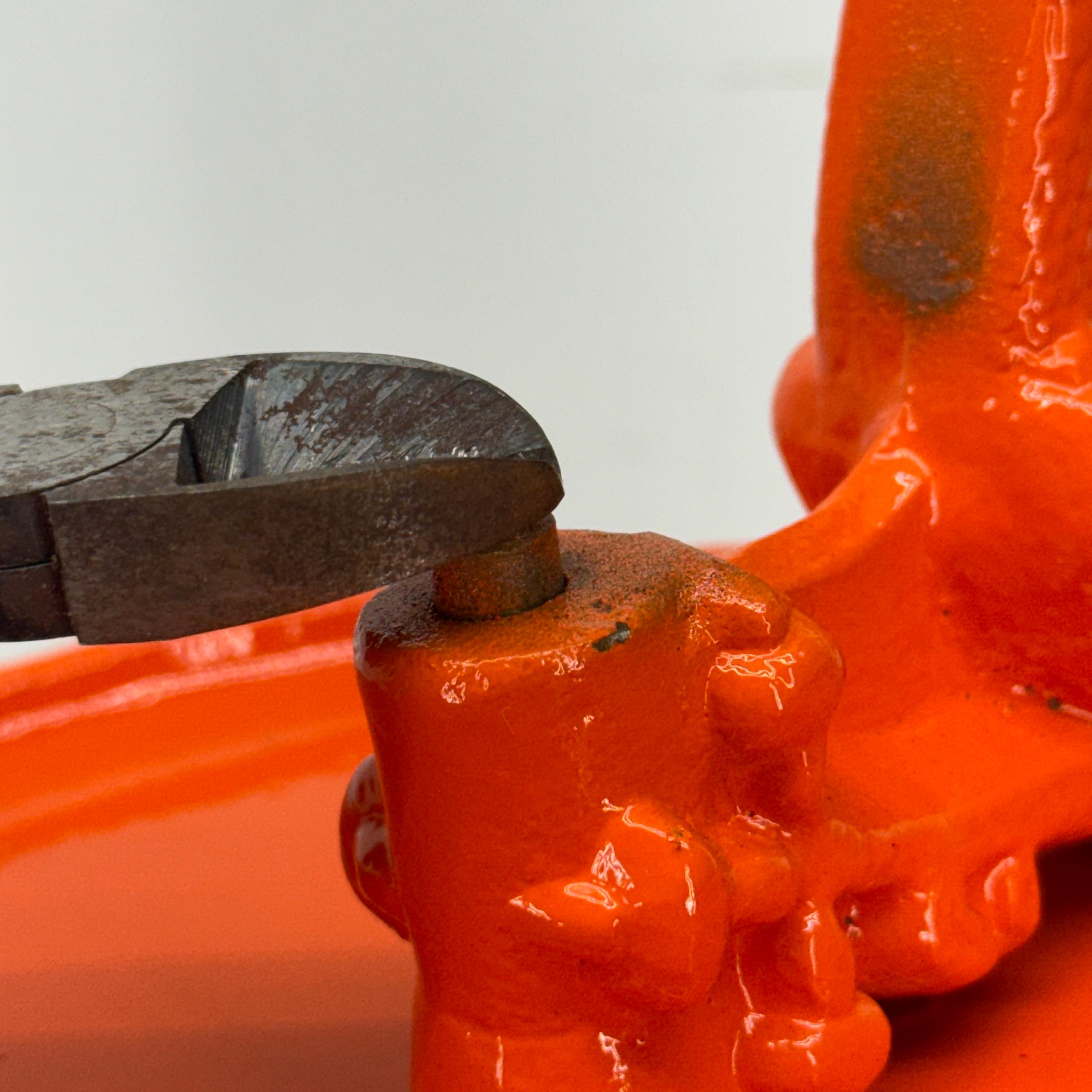Mid-Century Orange Cast Iron Floor Ashtray, Powder-Coated For Sale 9