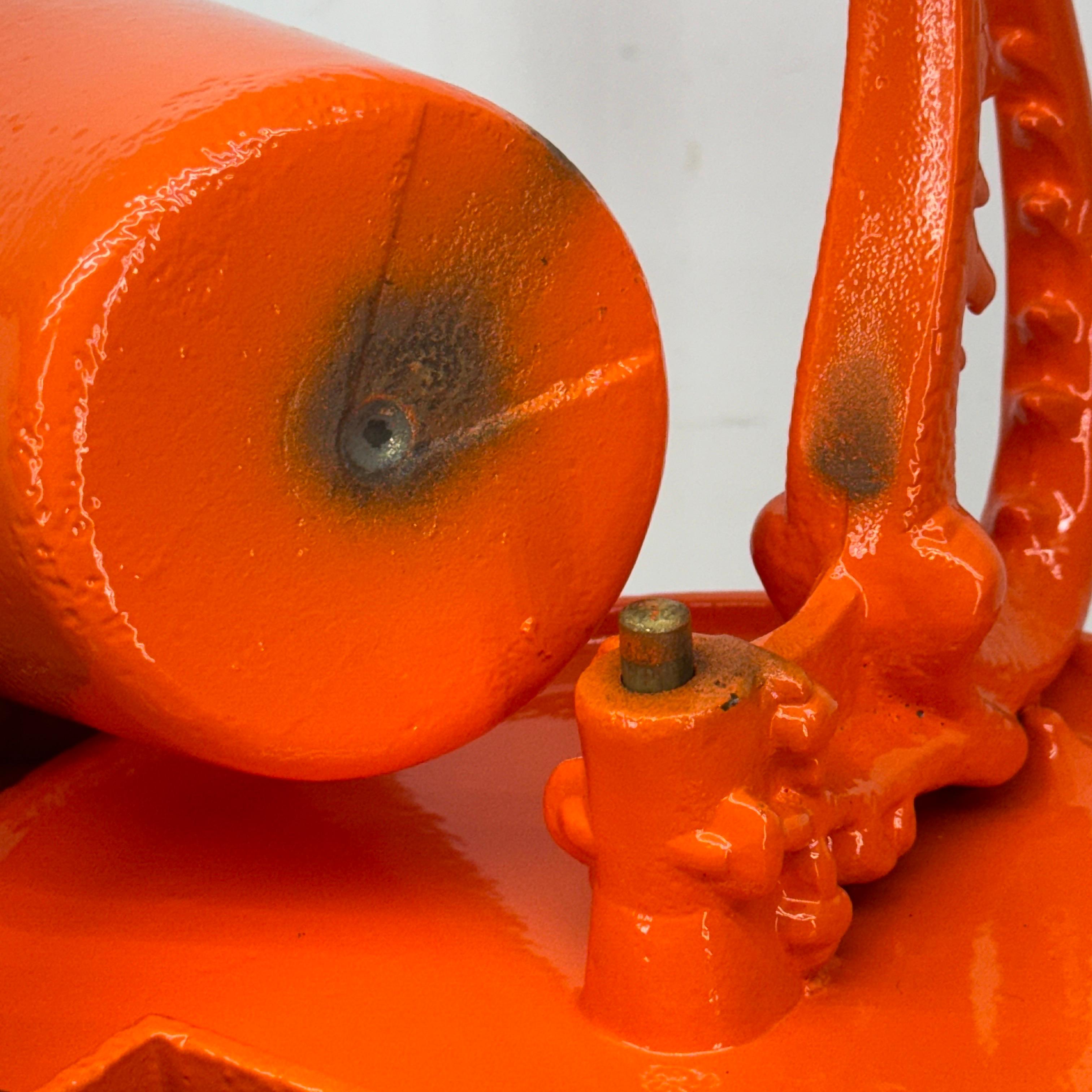 Mid-Century Orange Cast Iron Floor Ashtray, Powder-Coated For Sale 11