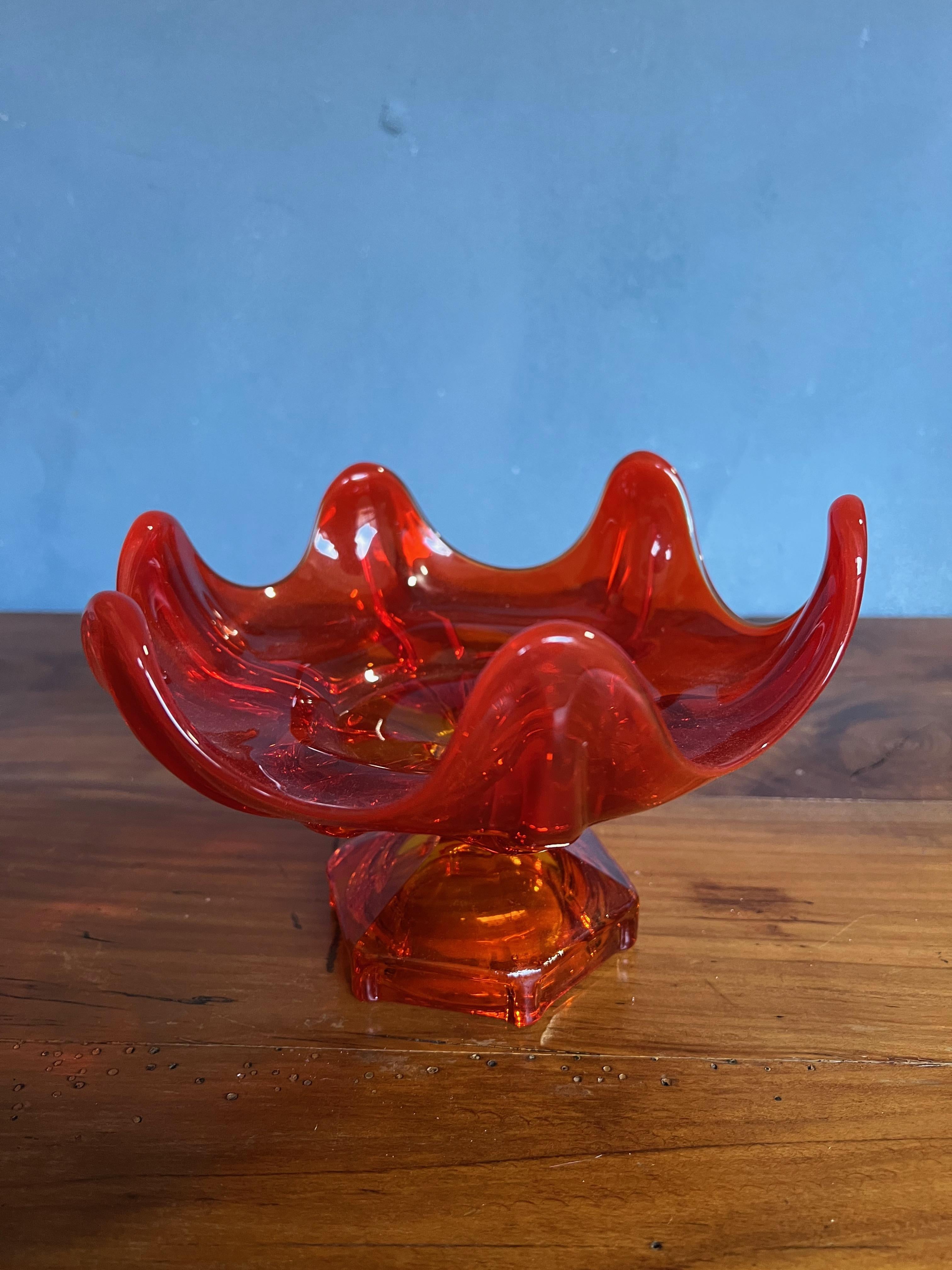 Mid-Century Orange Colored Coupe by Viking Glass For Sale 2