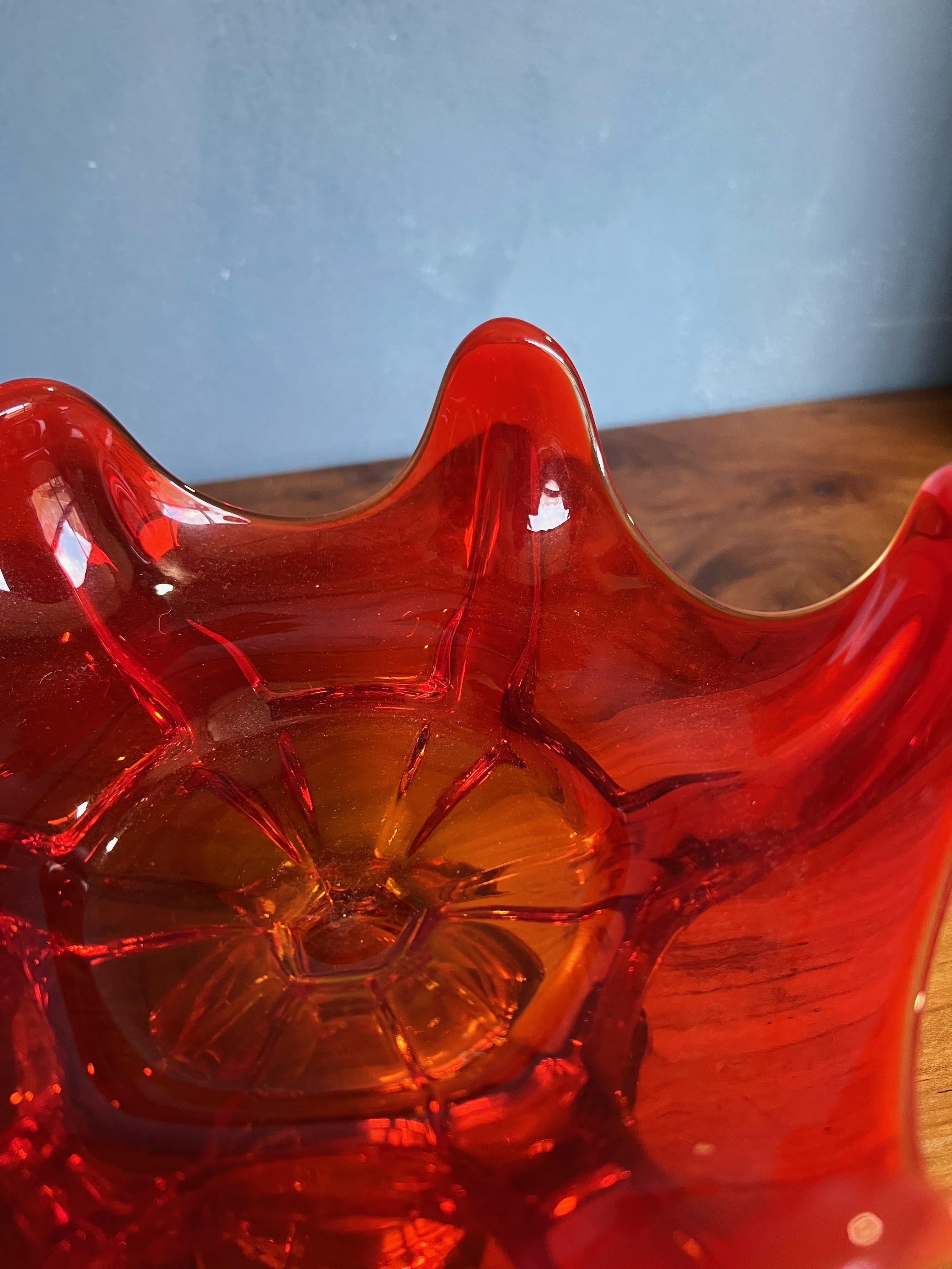 Mid-20th Century Mid-Century Orange Colored Coupe by Viking Glass For Sale