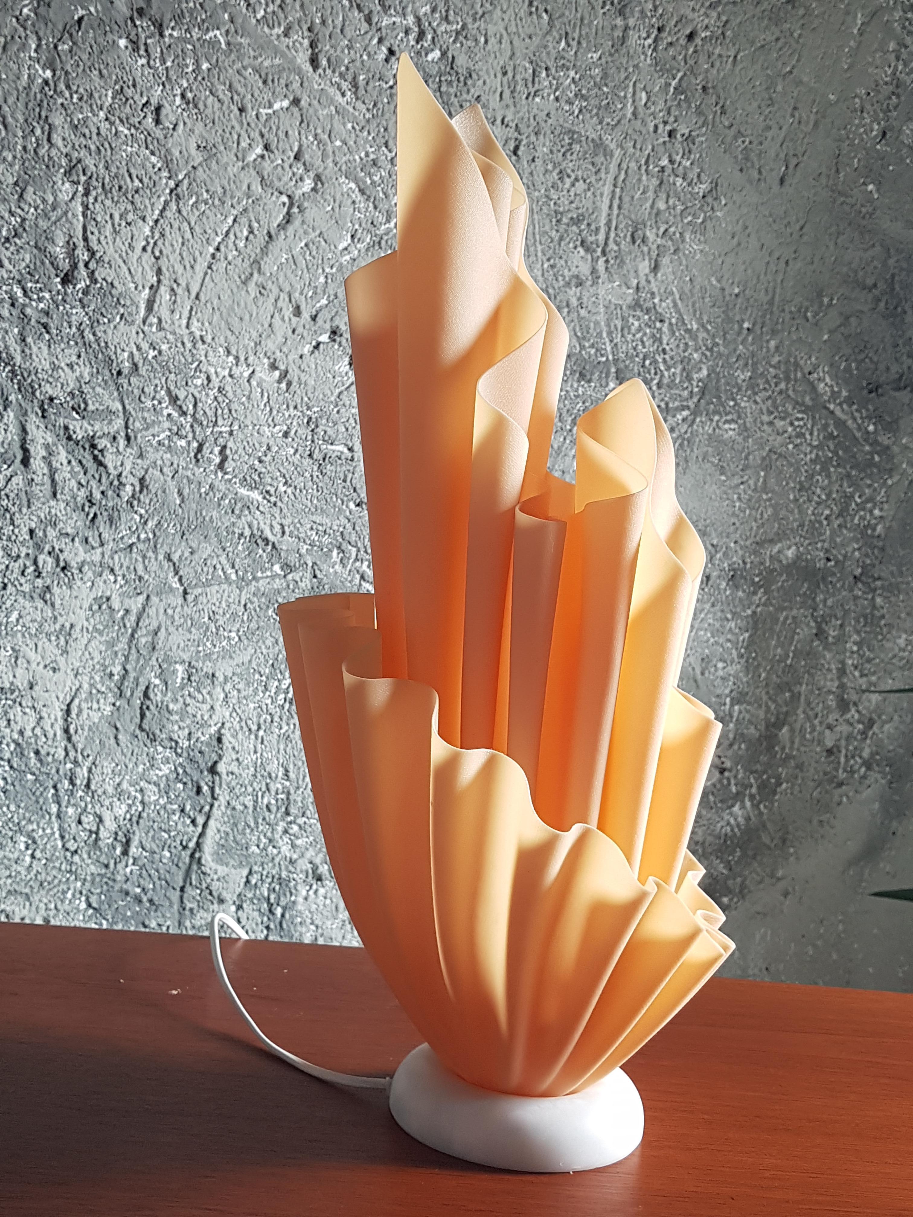 Mid-Century Orange Corolle Lamp by Georgia Jacob, France 1970s 3