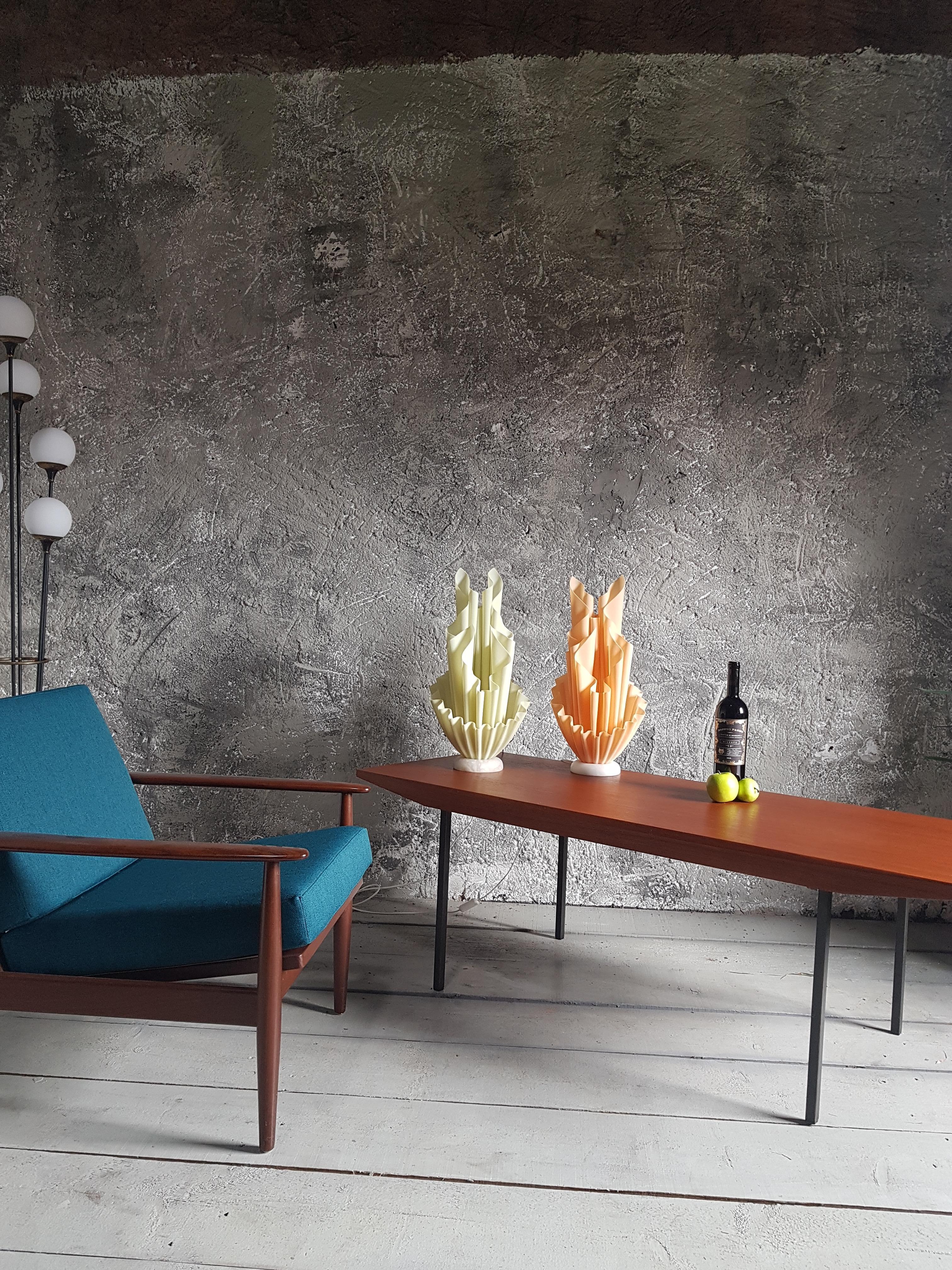Mid-Century Orange Corolle Lamp by Georgia Jacob, France 1970s 10
