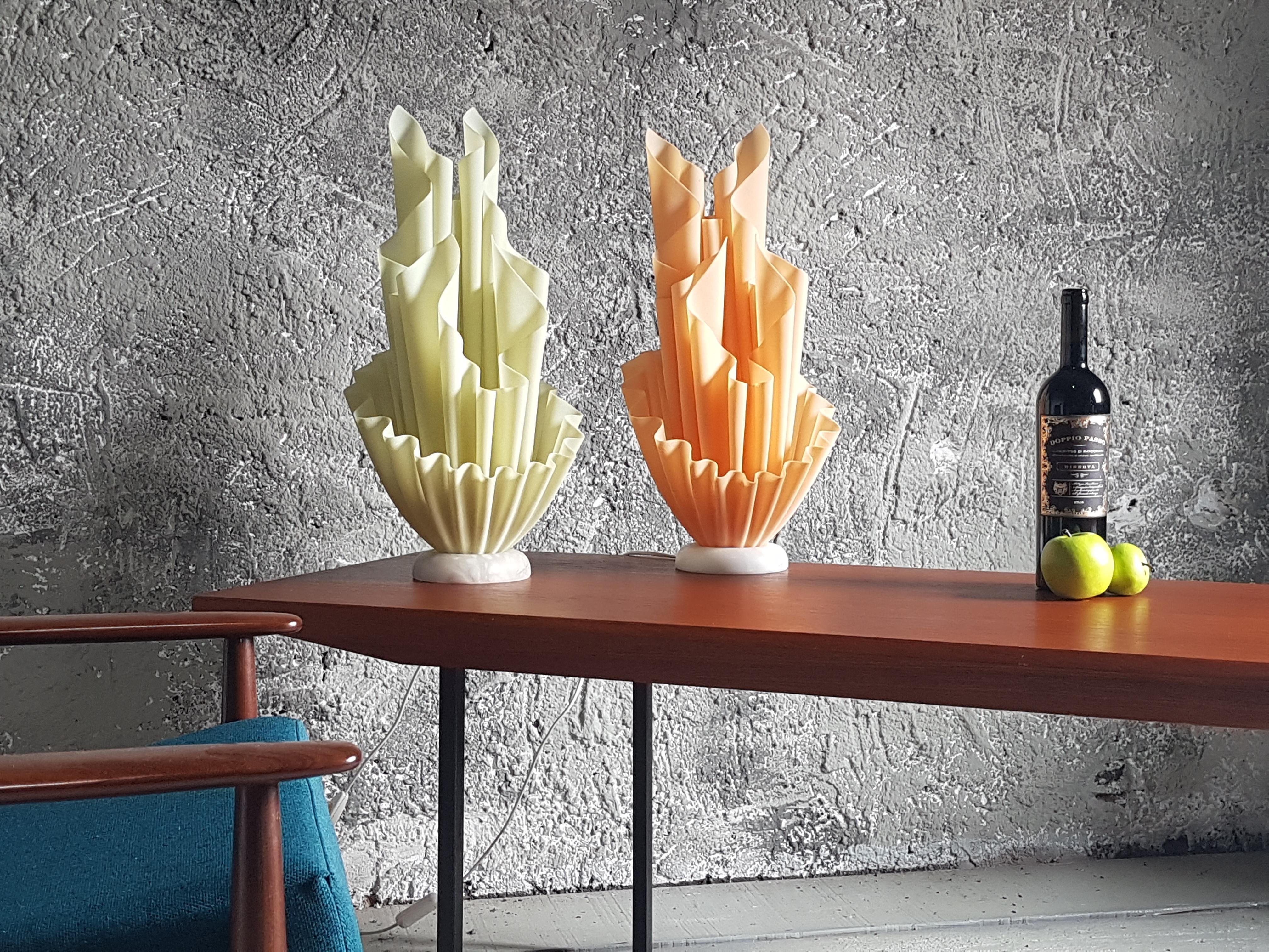 Mid-Century Orange Corolle Lamp by Georgia Jacob, France 1970s 11