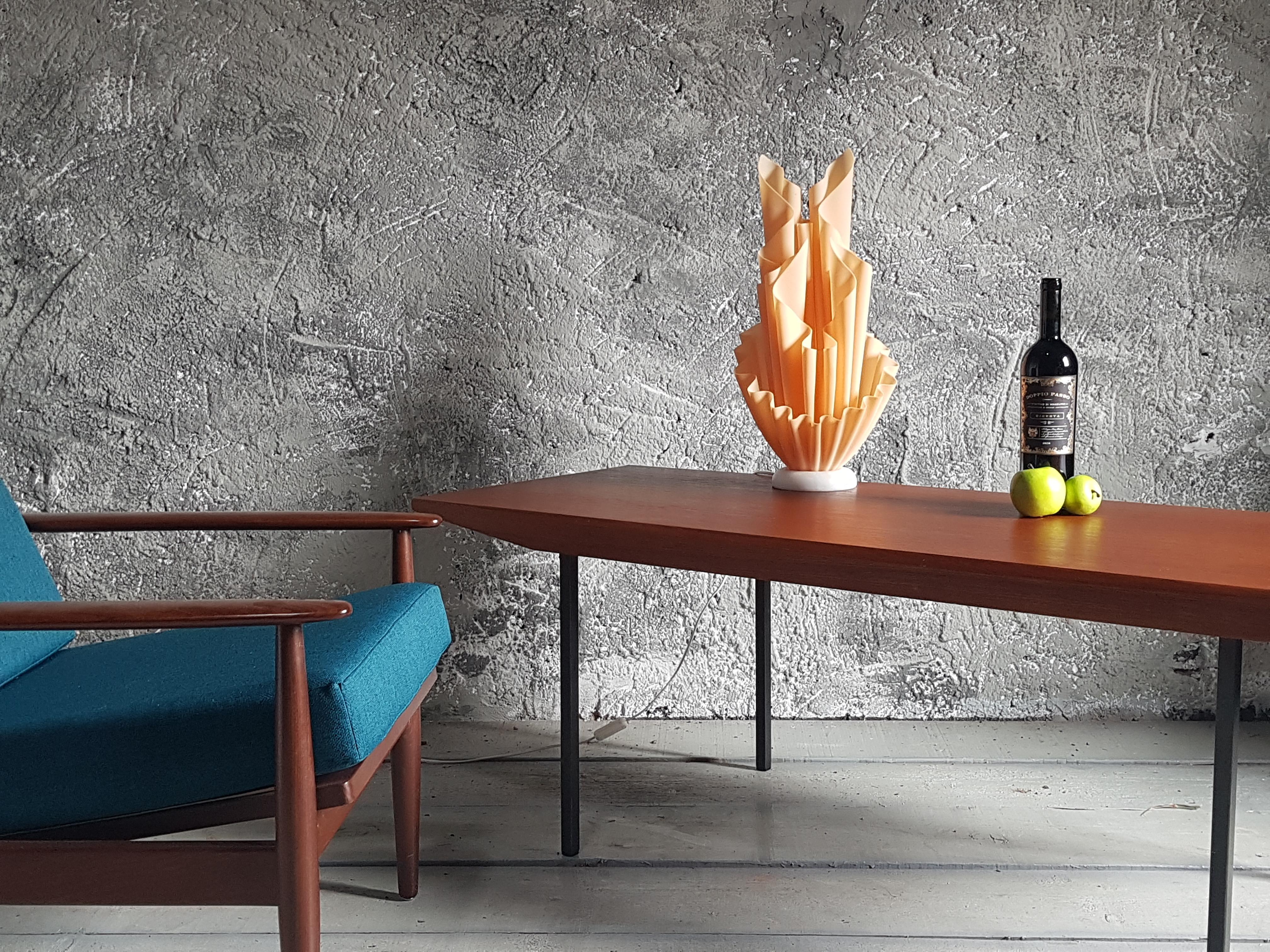 French Mid-Century Orange Corolle Lamp by Georgia Jacob, France 1970s