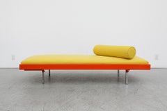 Mid-Century Orange Daybed with Yellow Mattress and Bolster