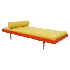Mid-Century Orange Daybed with Yellow Mattress and Bolster