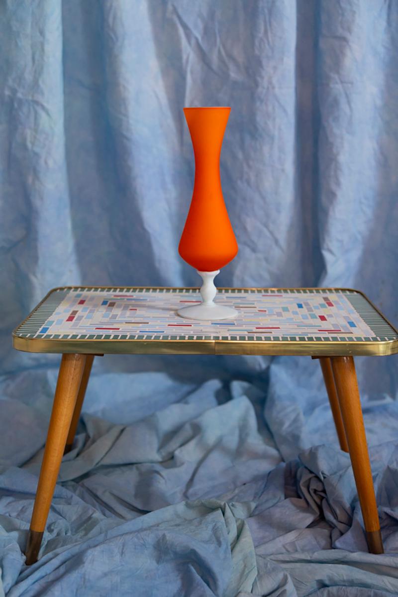Italian Mid Century Orange Decorative Glass Vase, Europe, 1960s For Sale