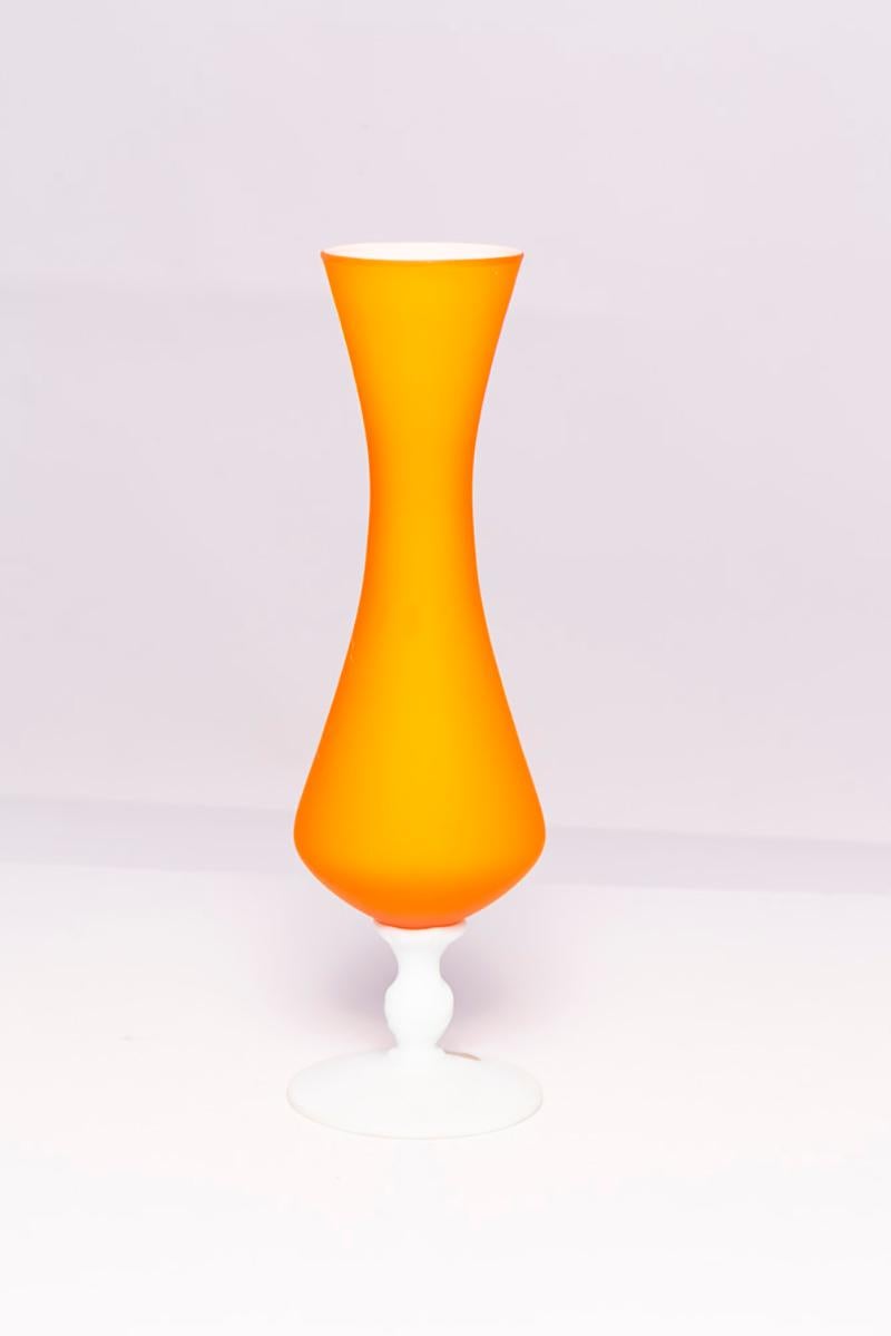 Mid Century Orange Decorative Glass Vase, Europe, 1960s For Sale 1