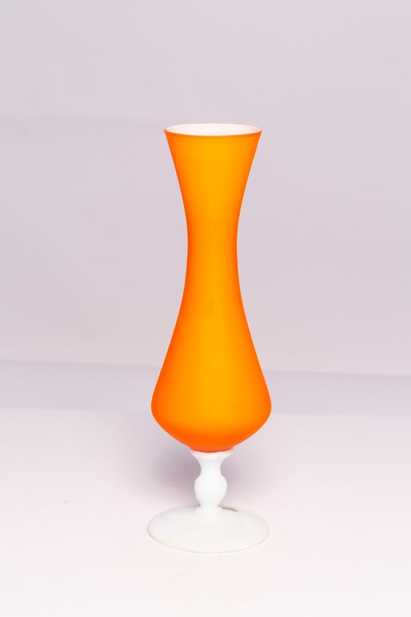 Mid Century Orange Decorative Glass Vase, Europe, 1960s For Sale 2