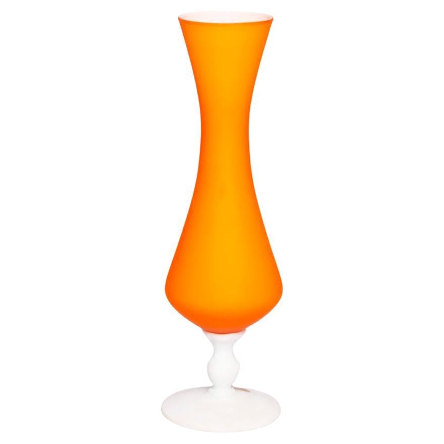 Mid Century Orange Decorative Glass Vase, Europe, 1960s For Sale