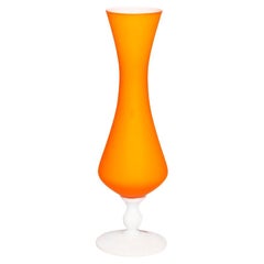 Vintage Mid Century Orange Decorative Glass Vase, Europe, 1960s