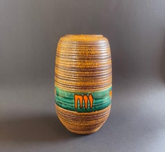 Mid-Century Orange Fat Lava Art Ceramic Vase by Scheurich, 1960s, West Germany