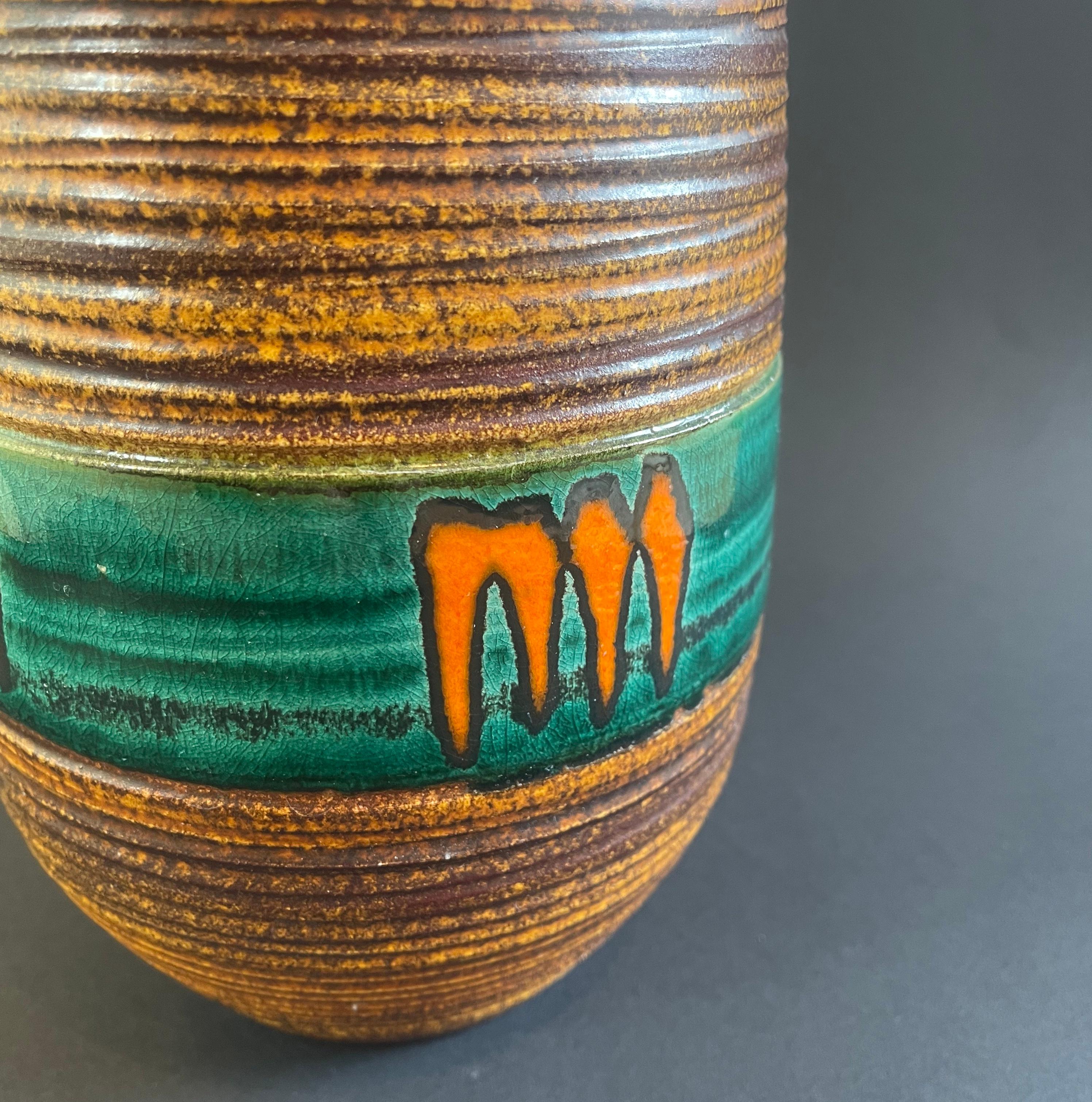 Mid-Century Orange Fat Lava Art Ceramic Vase by Scheurich, 1960s, West Germany For Sale 1