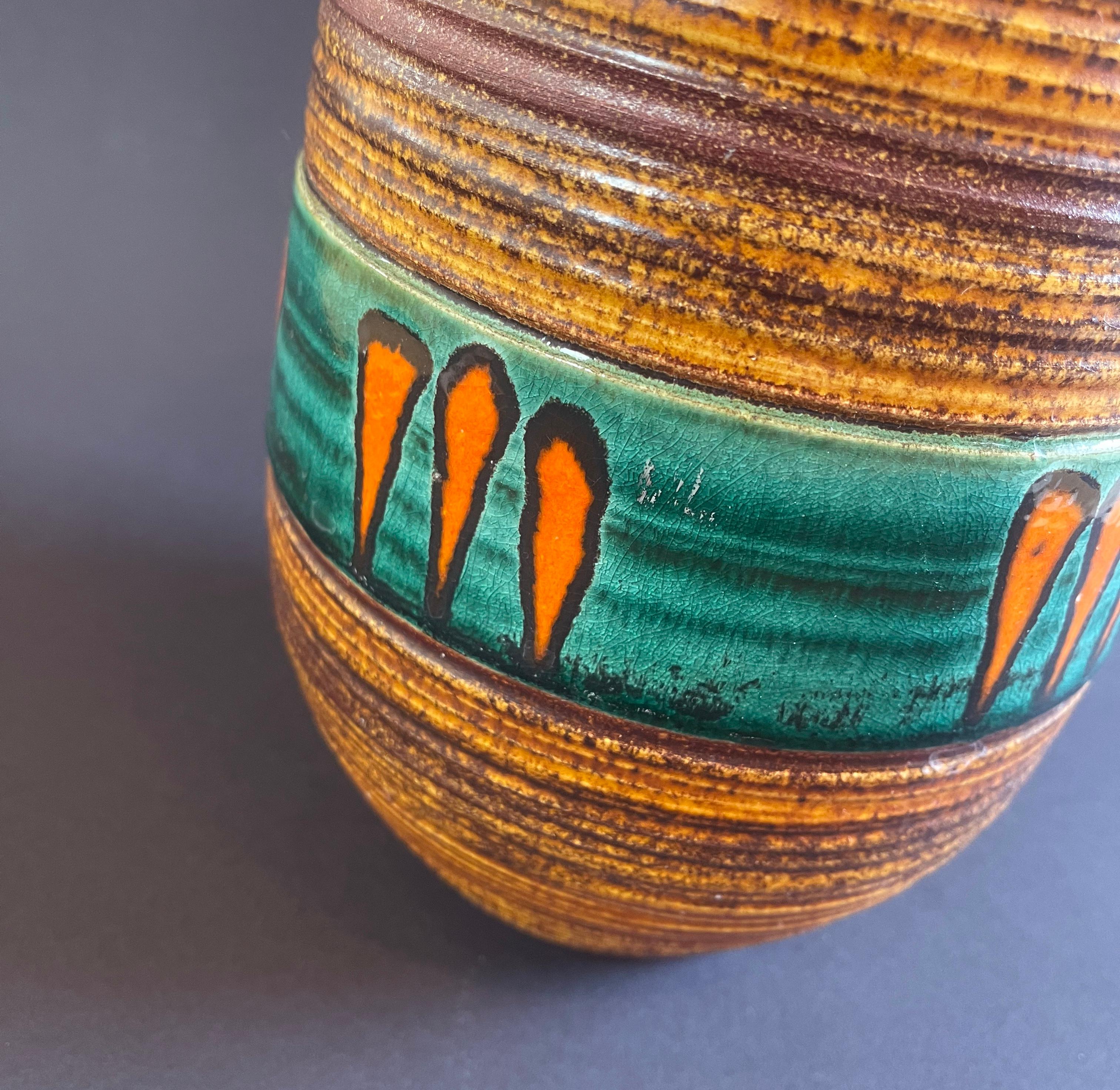 Mid-Century Orange Fat Lava Art Ceramic Vase by Scheurich, 1960s, West Germany For Sale 3