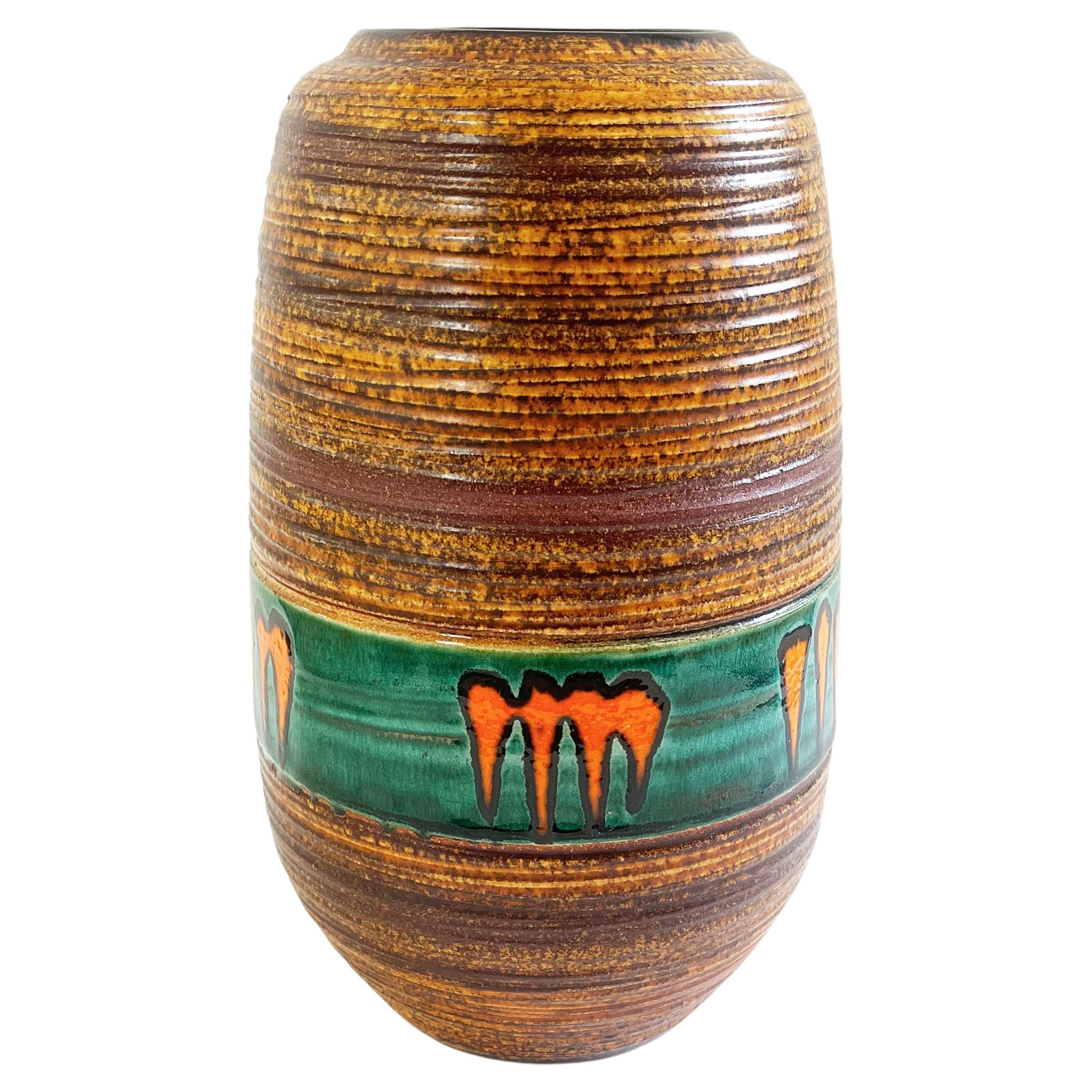 Mid-Century Orange Fat Lava Art Ceramic Vase by Scheurich, 1960s, West Germany For Sale