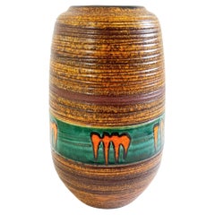 Vase d'art de la lave grasse orange du milieu du siècle dernier par Scheurich, années 1960, Allemagne de l'Ouest