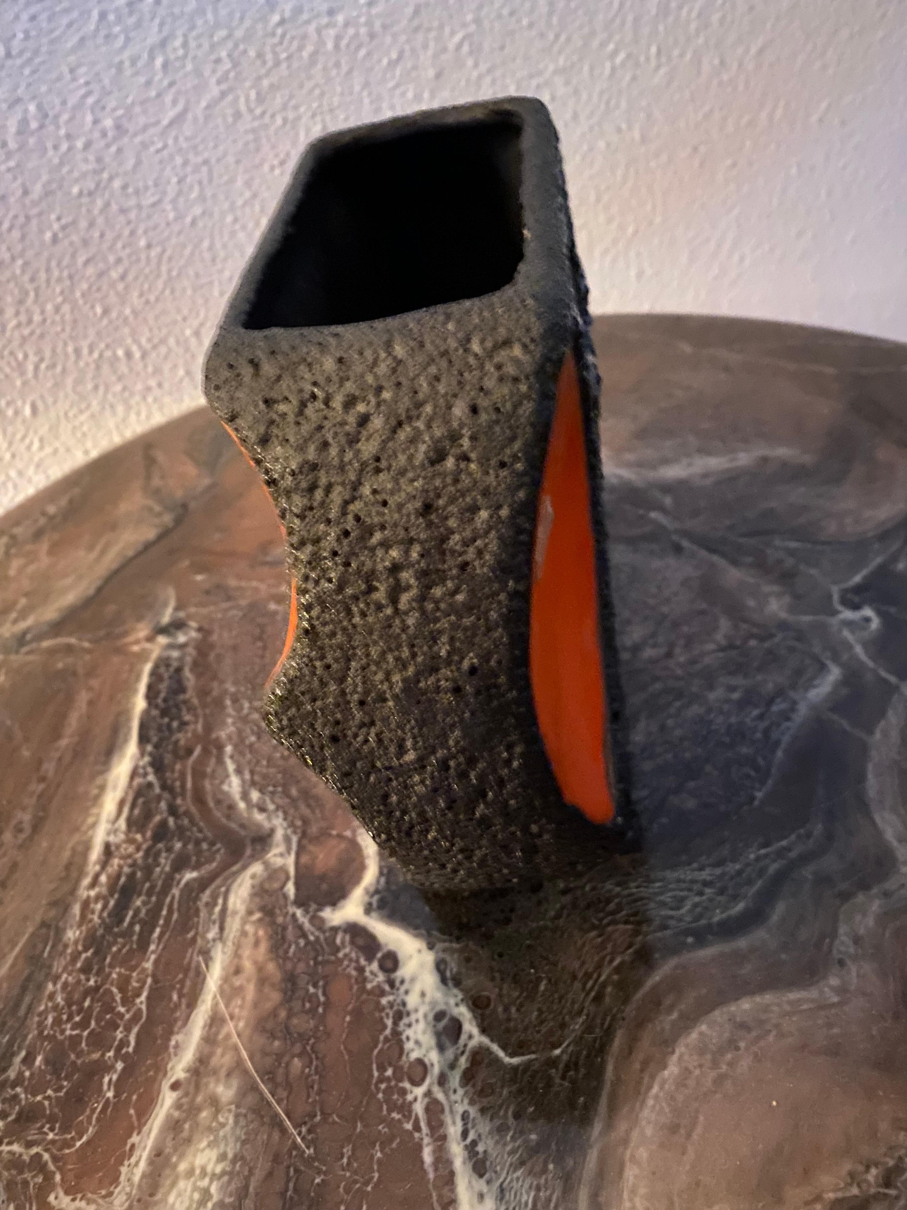 Mid-Century Orange Fat Lava Vase by Roth Keramik For Sale 5