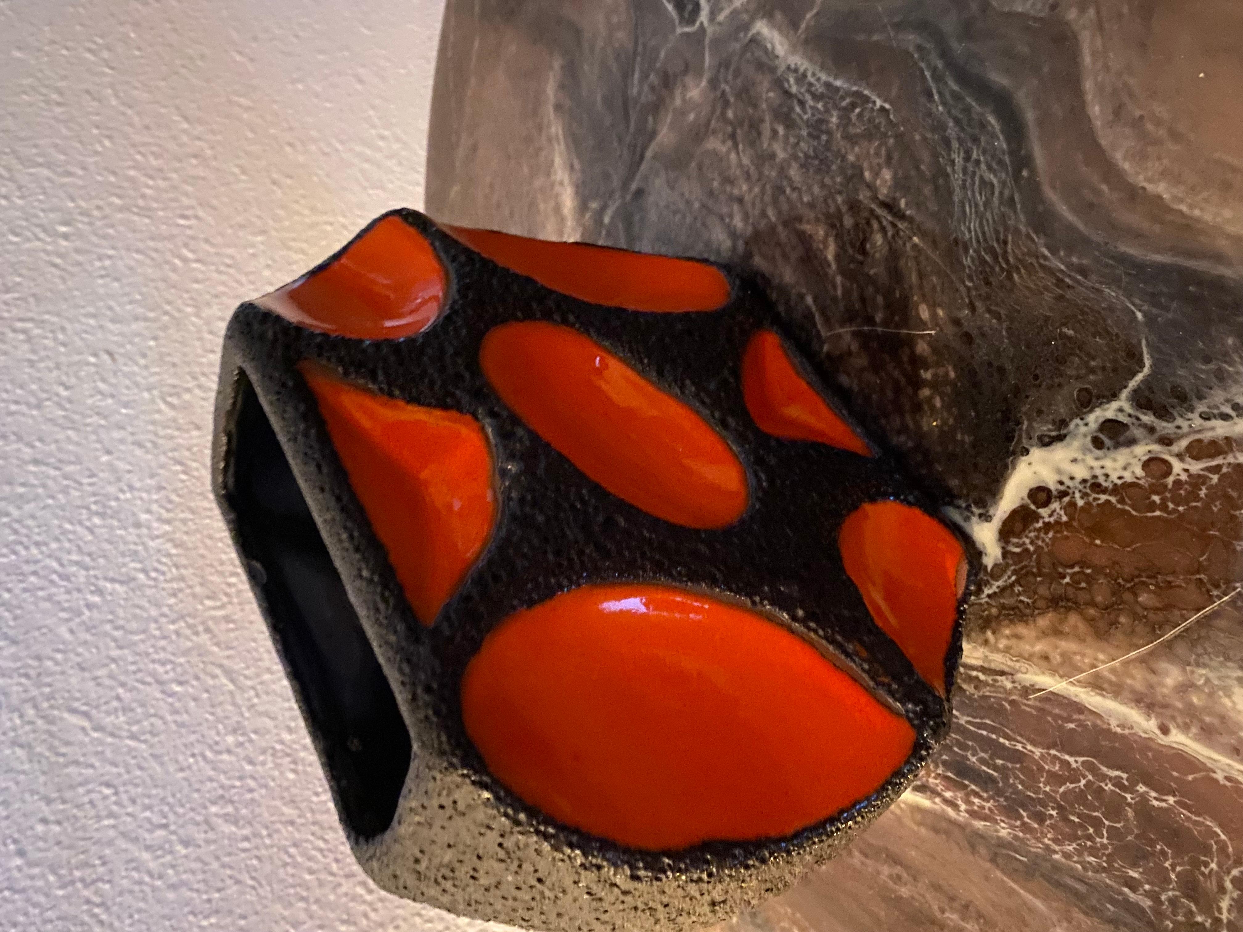 Mid-Century Orange Fat Lava Vase by Roth Keramik For Sale 7