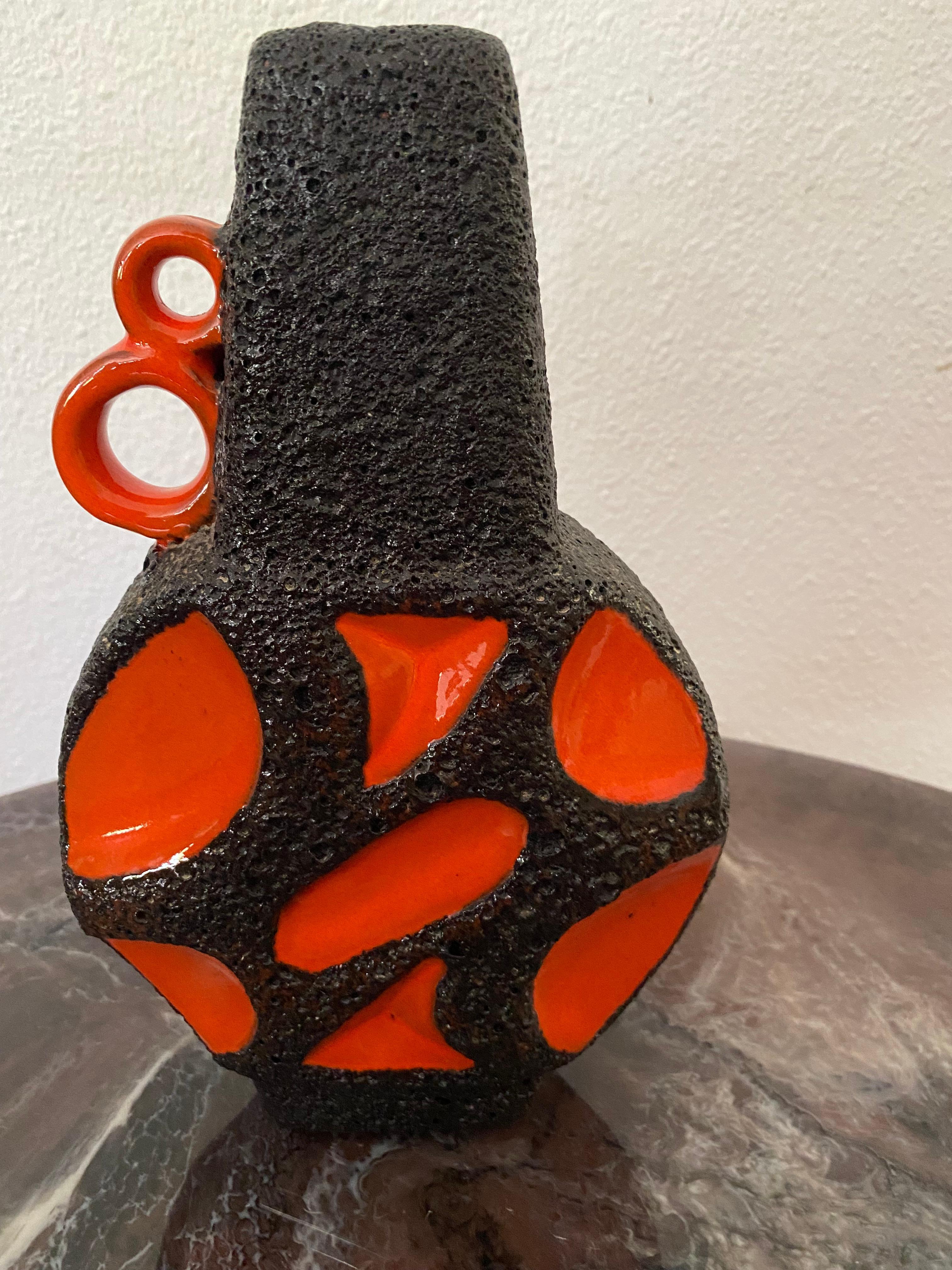 Jarrón de Lava Gorda Naranja de Mitad de Siglo by Roth Keramik Moderno de mediados de siglo en venta