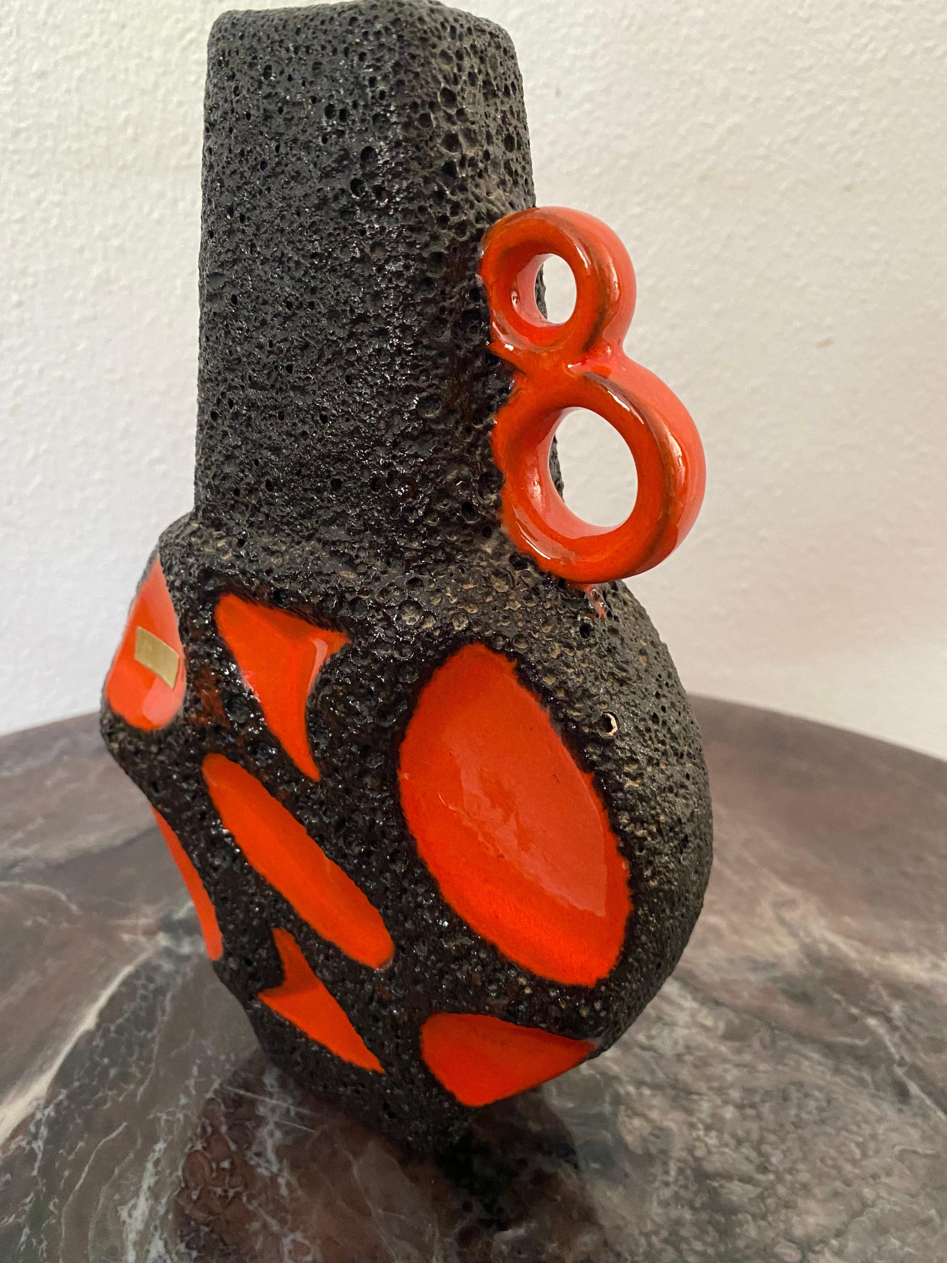 Mid-Century Orange Fat Lava Vase by Roth Keramik In Good Condition For Sale In Waddinxveen, ZH
