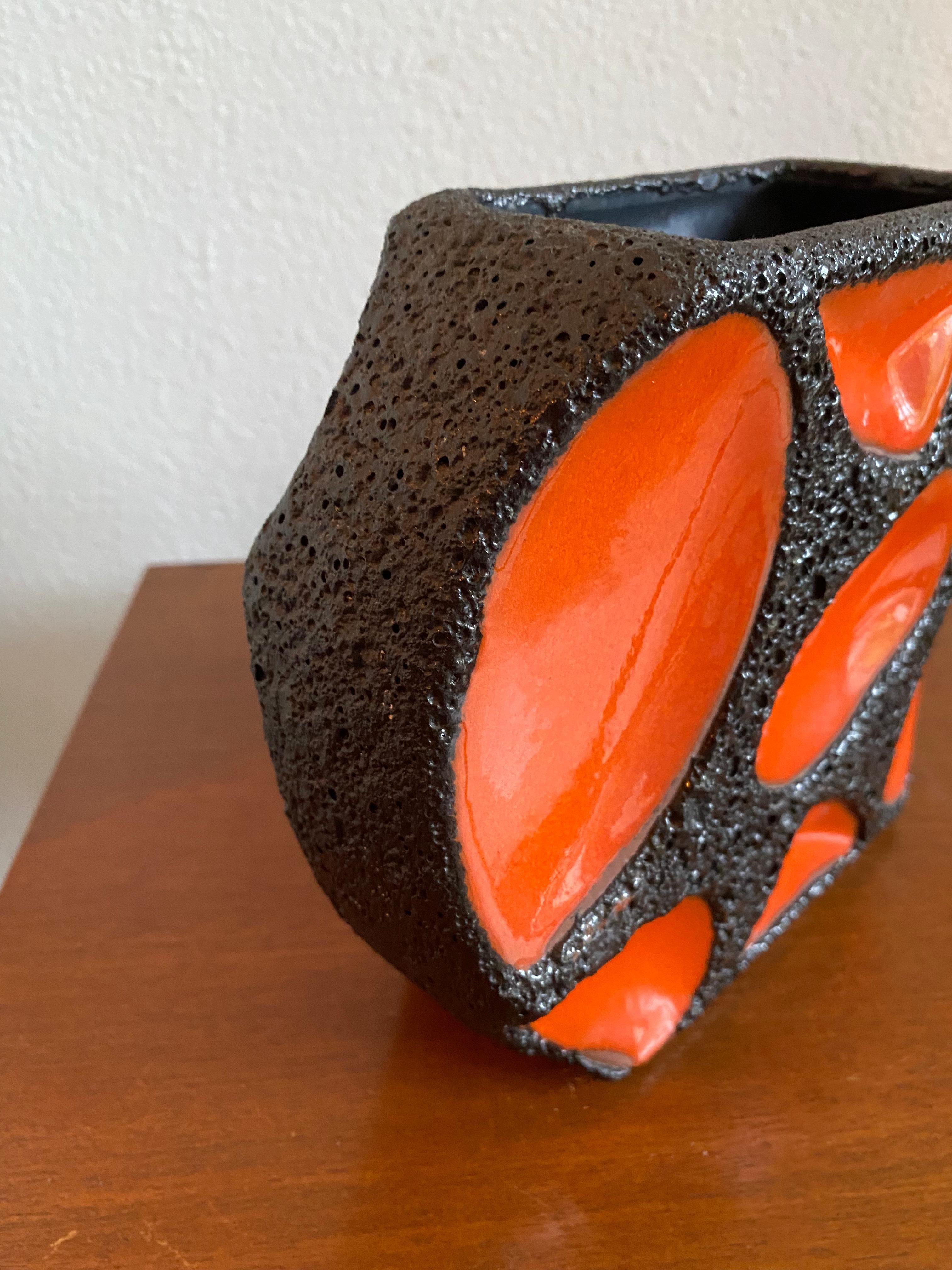 Late 20th Century Mid-Century Orange Fat Lava Vase by Roth Keramik For Sale