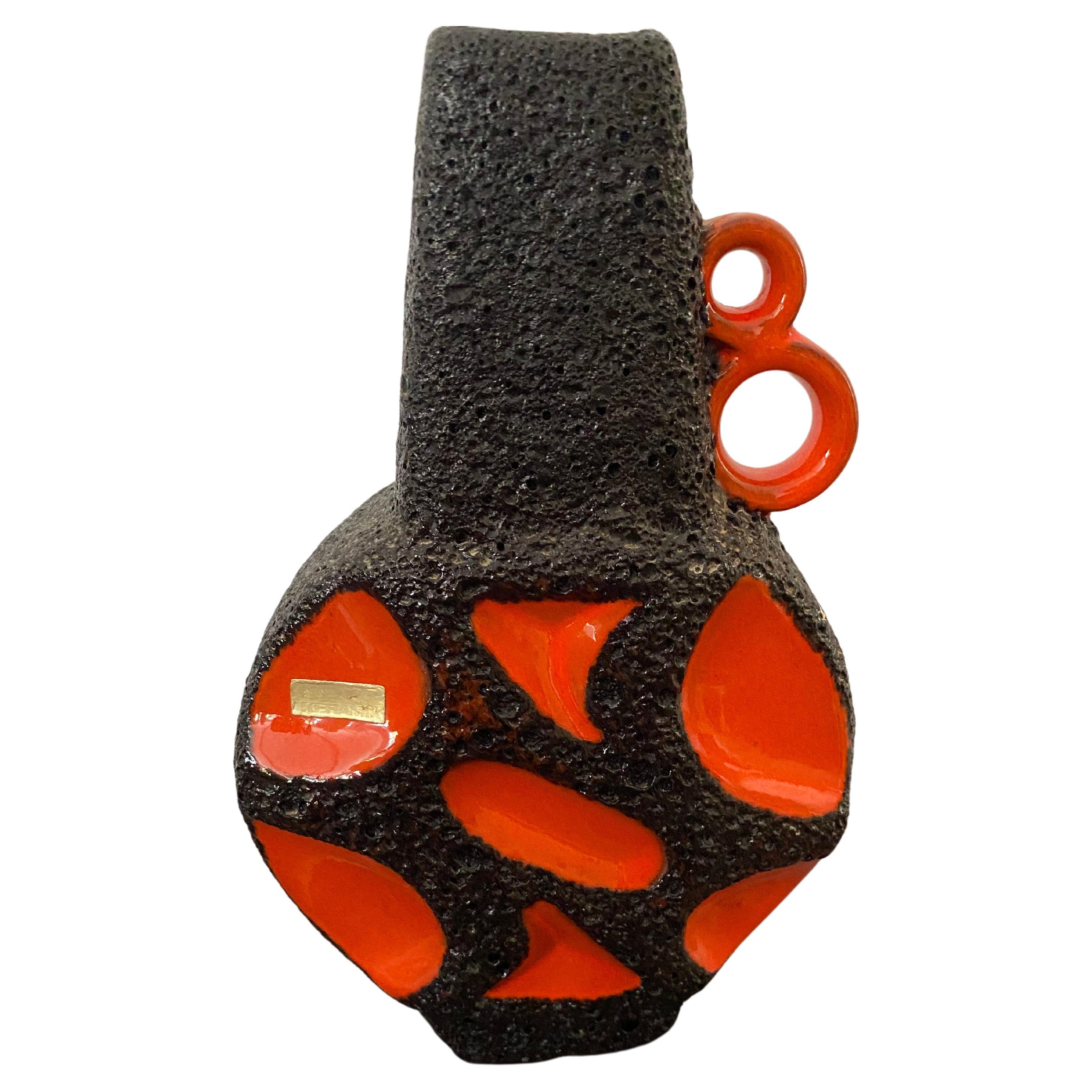 Jarrón de Lava Gorda Naranja de Mitad de Siglo by Roth Keramik en venta