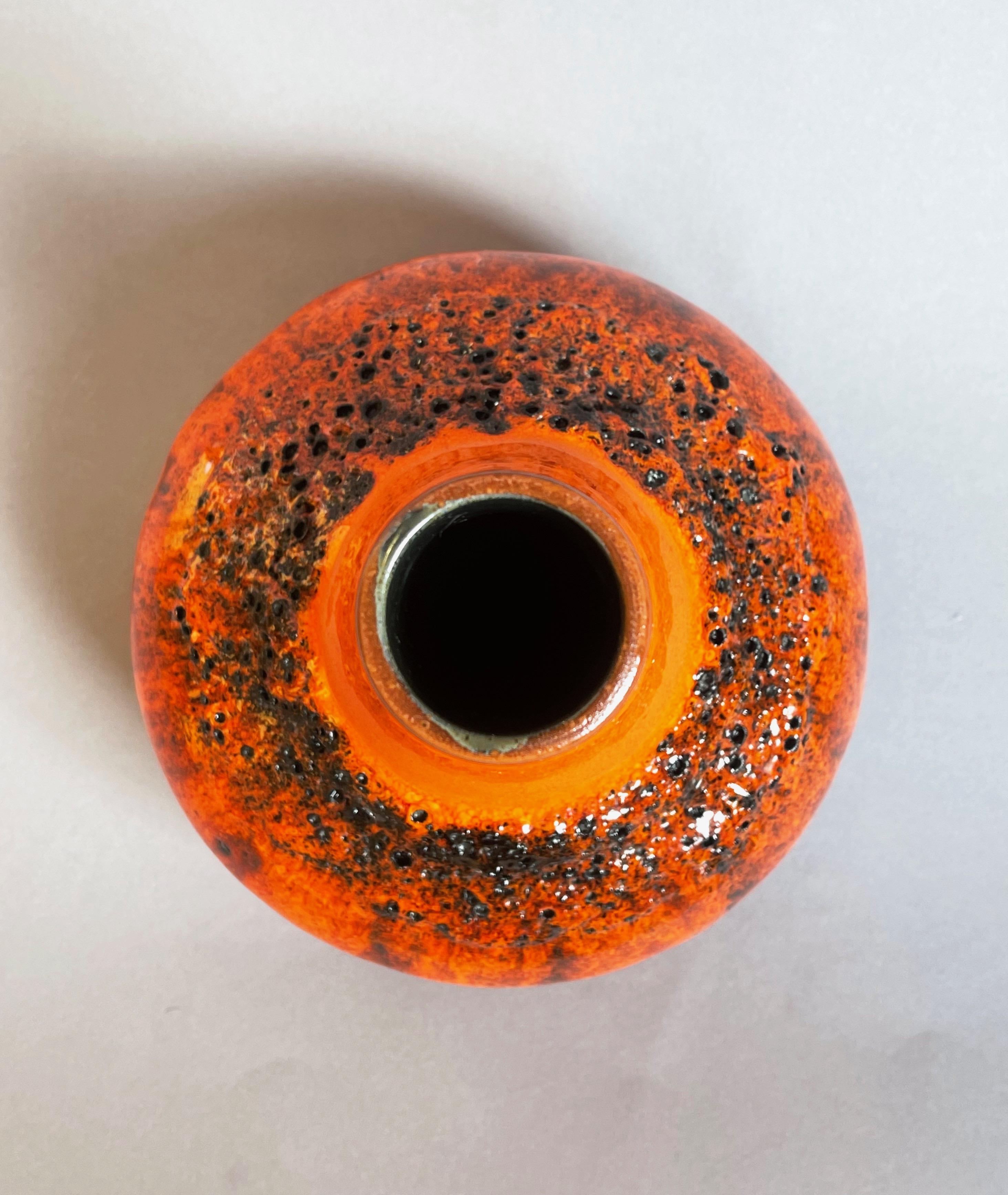 Modern Mid Century Orange Fat Lava Vase, Studio Art Ceramic by Kreutz, West Germany