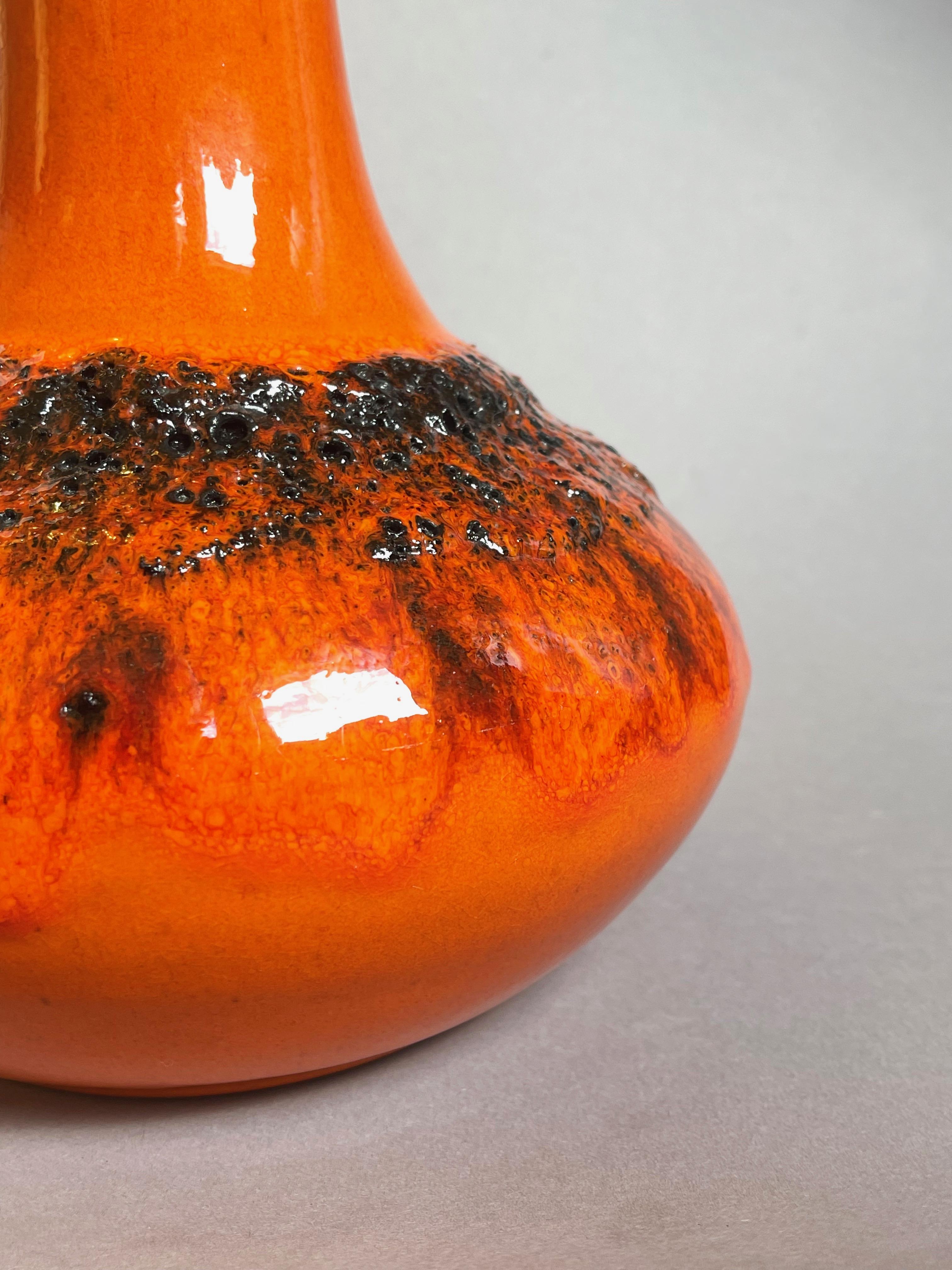 Hand-Crafted Mid Century Orange Fat Lava Vase, Studio Art Ceramic by Kreutz, West Germany