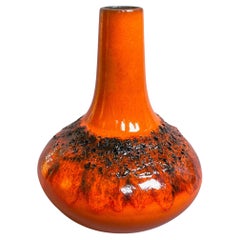Mid Century Orange Fat Lava Vase, Studio Art Ceramic by Kreutz, West Germany