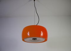 Mid-Century Orange Glass Ceiling Lamp by Stilnovo, Italy, 1960s