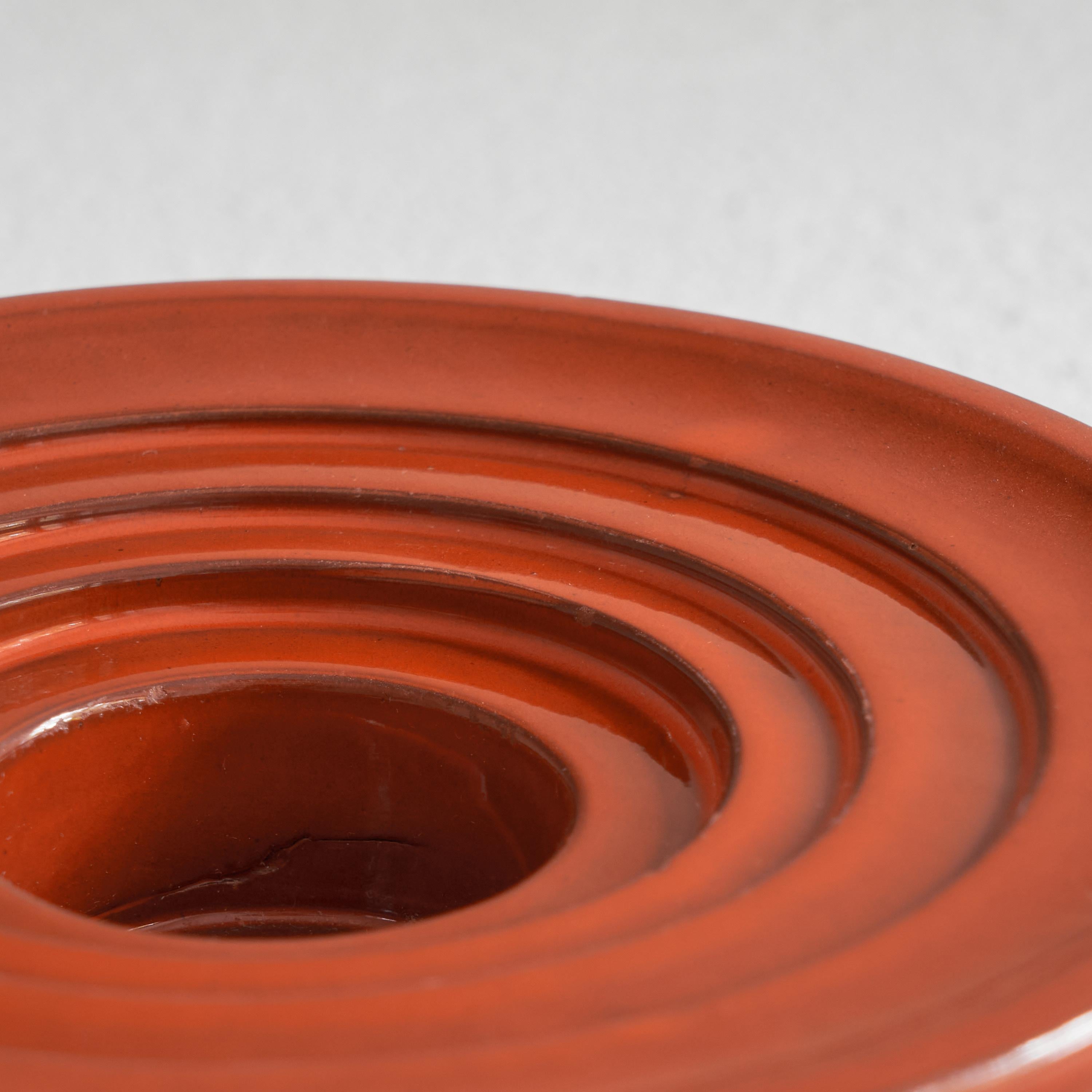 Mid-Century Modern Mid Century Orange Glazed Ceramic Candle Holder or Bowl For Sale