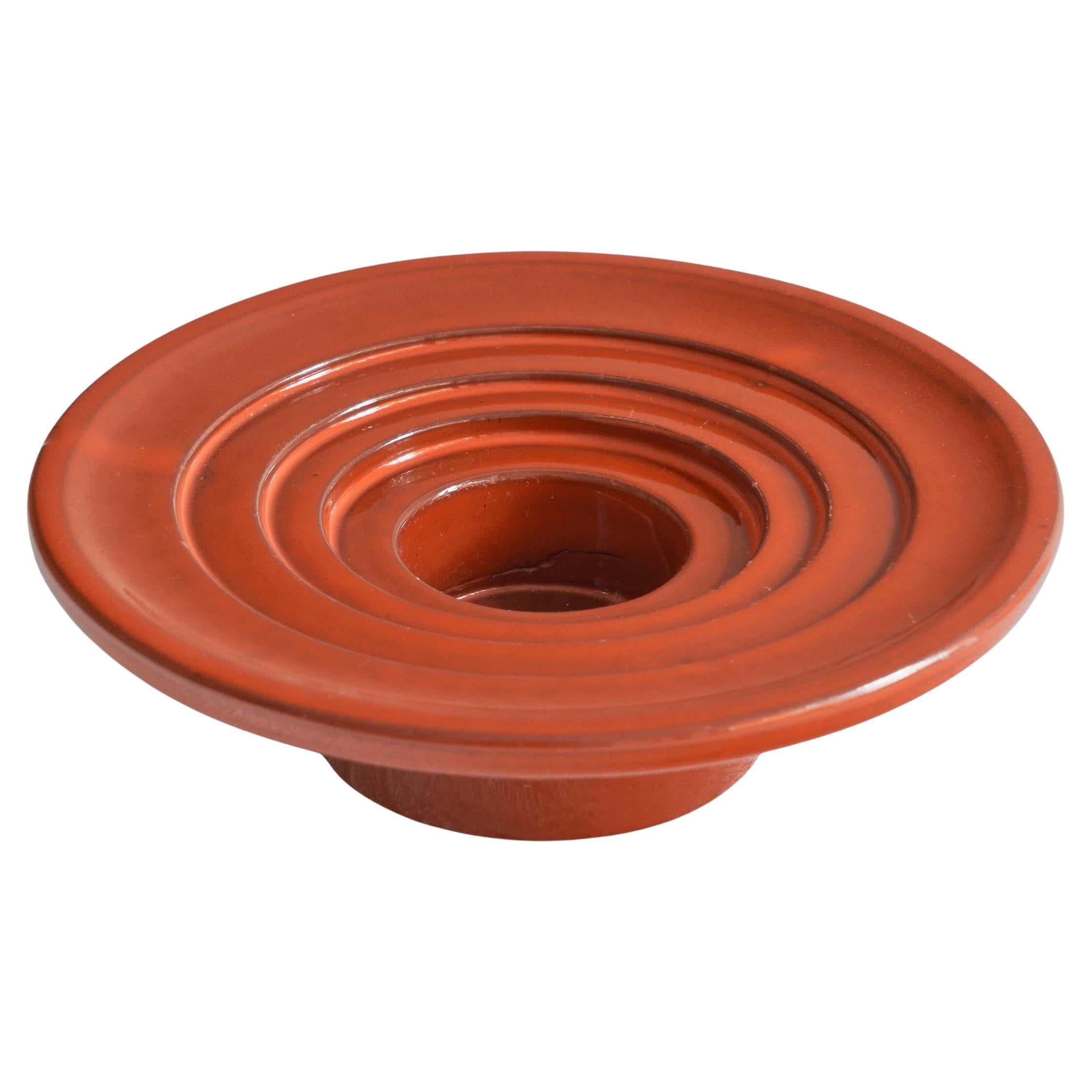 Mid Century Orange Glazed Ceramic Candle Holder or Bowl